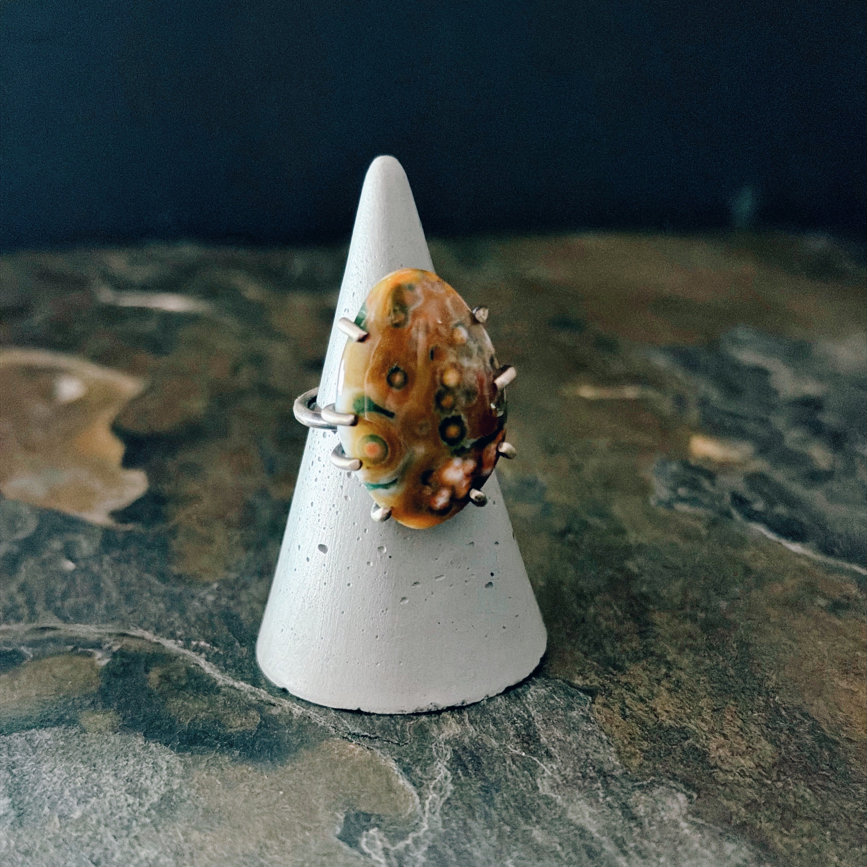 Celeste Ring with Ocean Jasper - Size 6