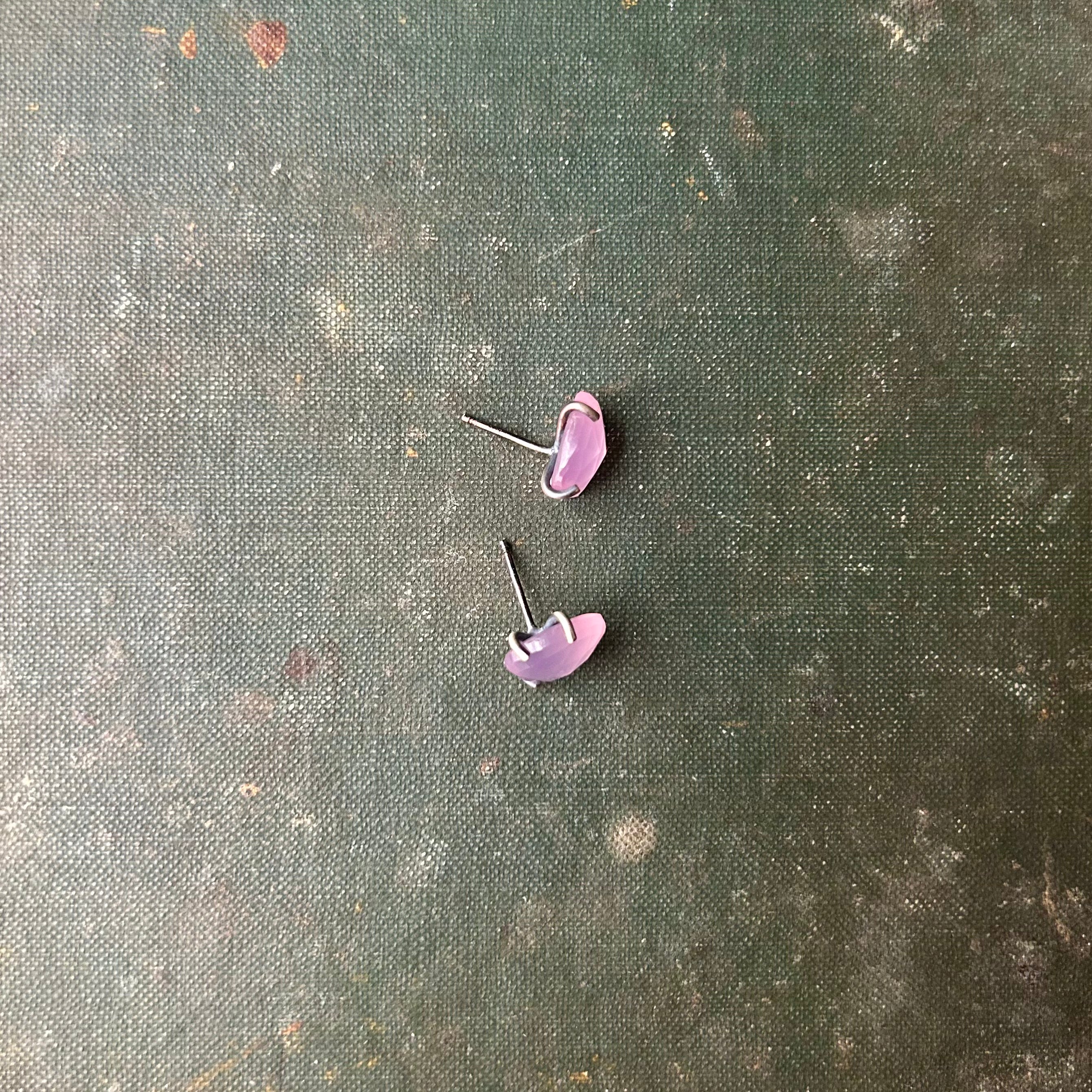 Celeste Gemstone Studs: Lavender Chalcedony