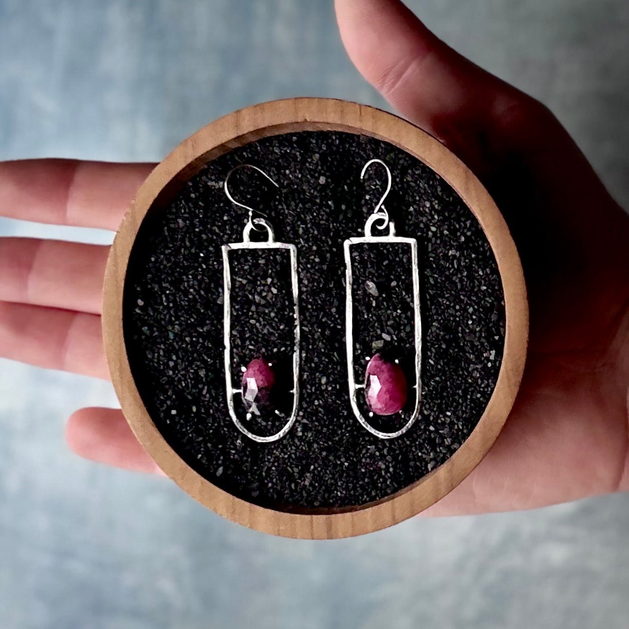 Cathedral Earrings - Rhodonite - Three Flames Silverworks