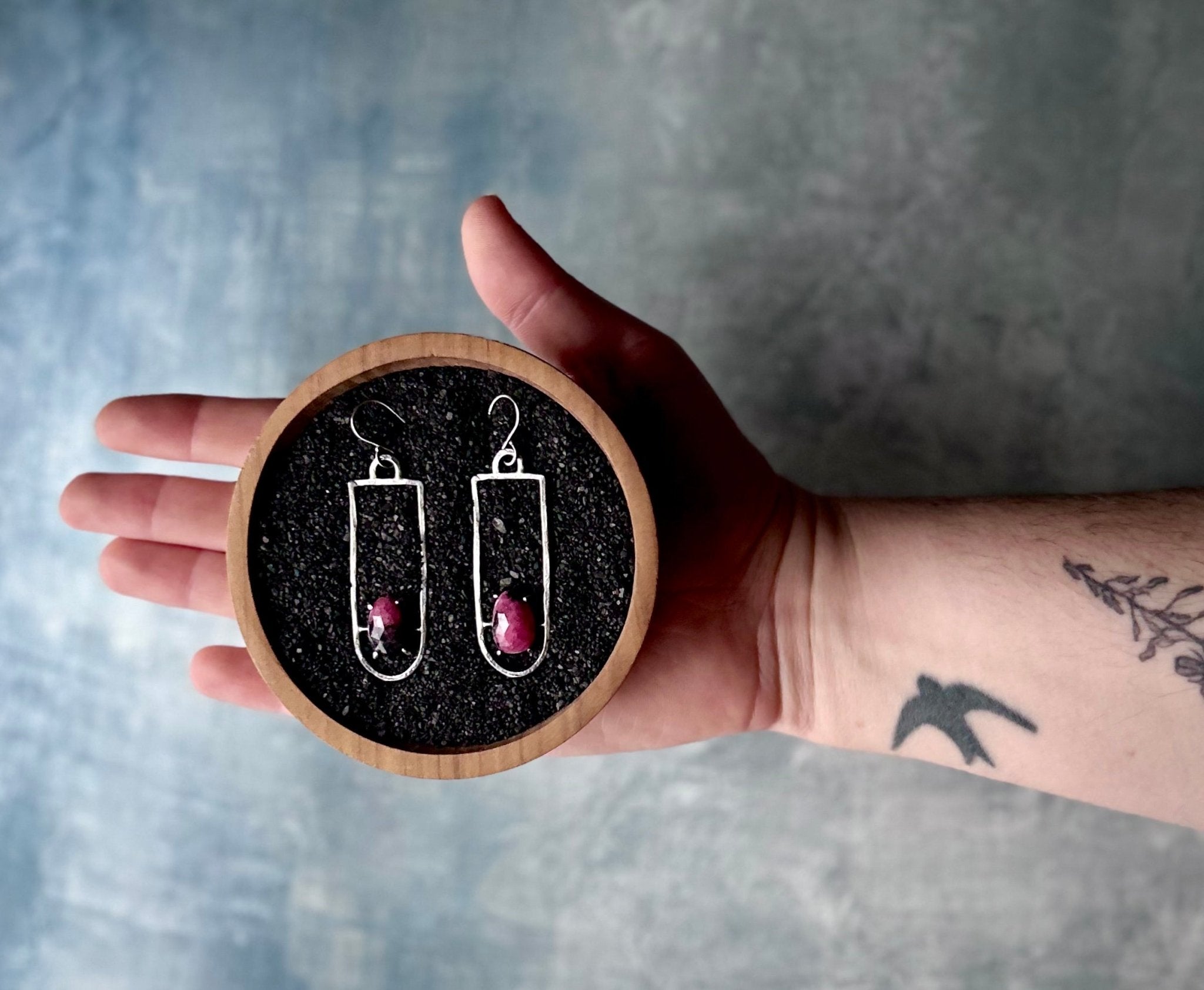 Cathedral Earrings - Rhodonite - Three Flames Silverworks