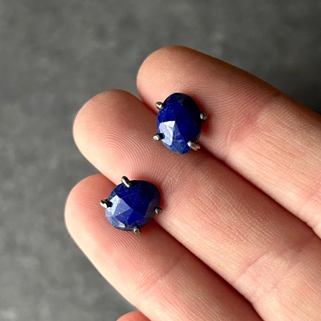 Celeste Gemstone Studs: Lapis - Three Flames Silverworks