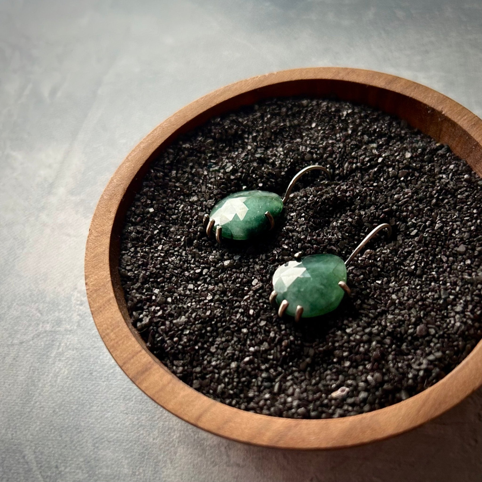 Eve Earrings: Emerald - Three Flames Silverworks