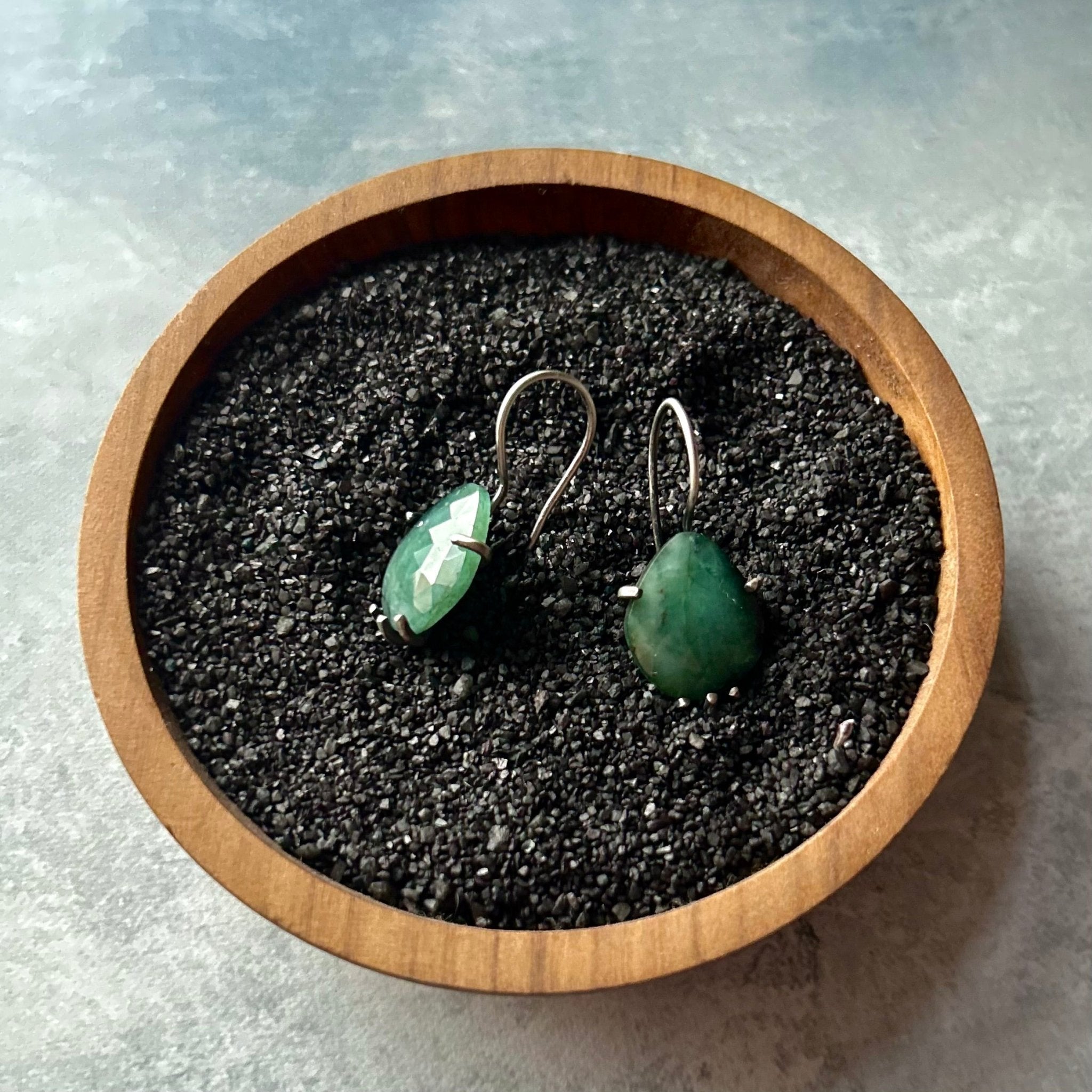 Eve Earrings: Emerald - Three Flames Silverworks