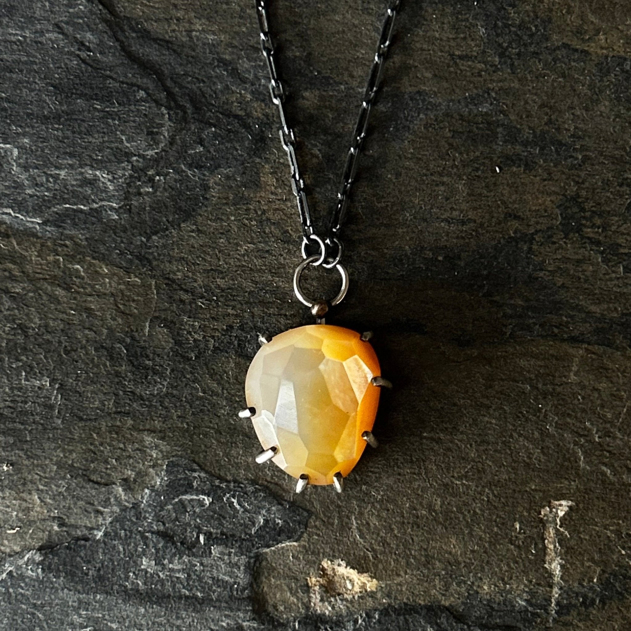 Gemstone Necklace: Mother of Pearl - Three Flames Silverworks