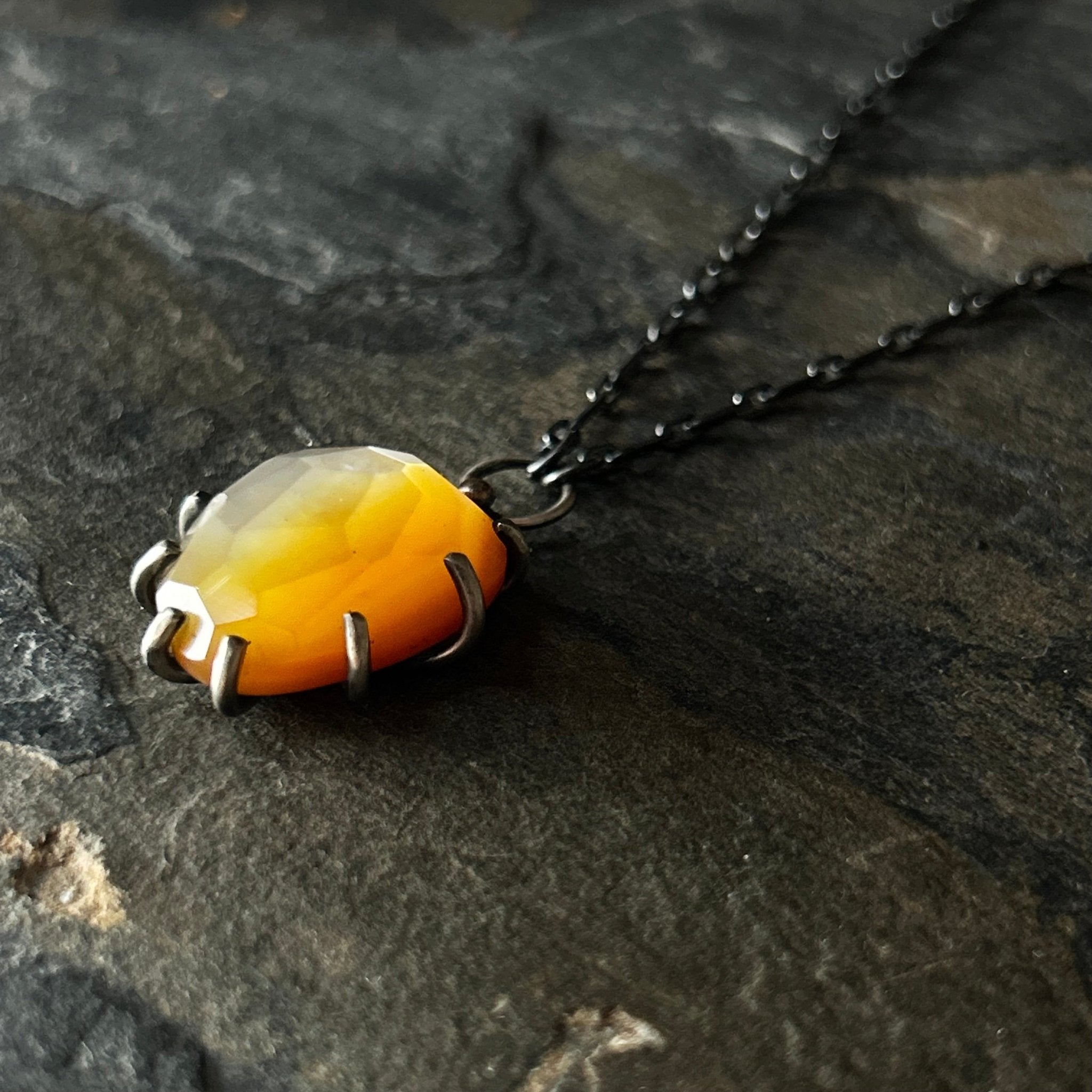 Gemstone Necklace: Mother of Pearl - Three Flames Silverworks