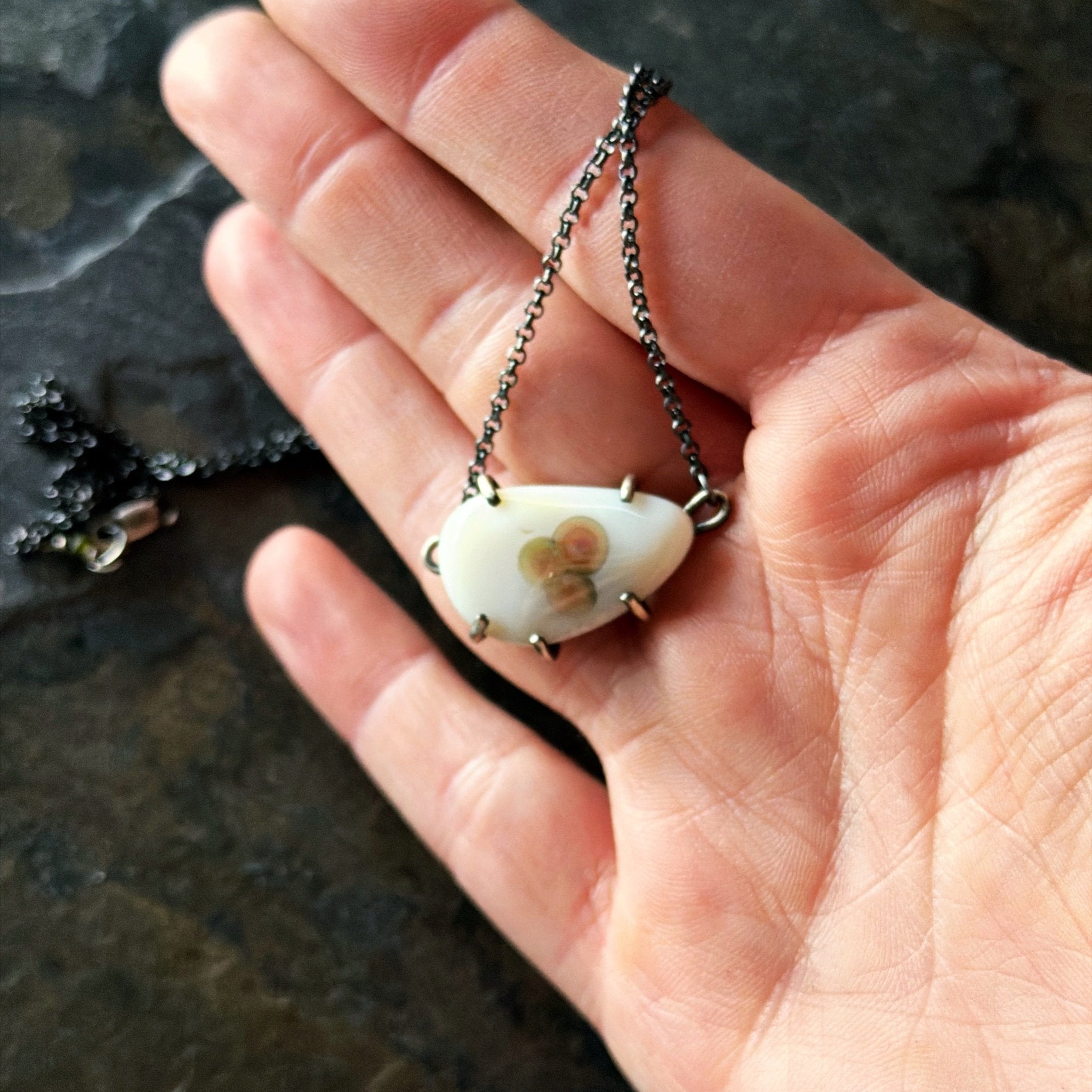 Moira Shield Necklace: Ocean Jasper - Three Flames Silverworks