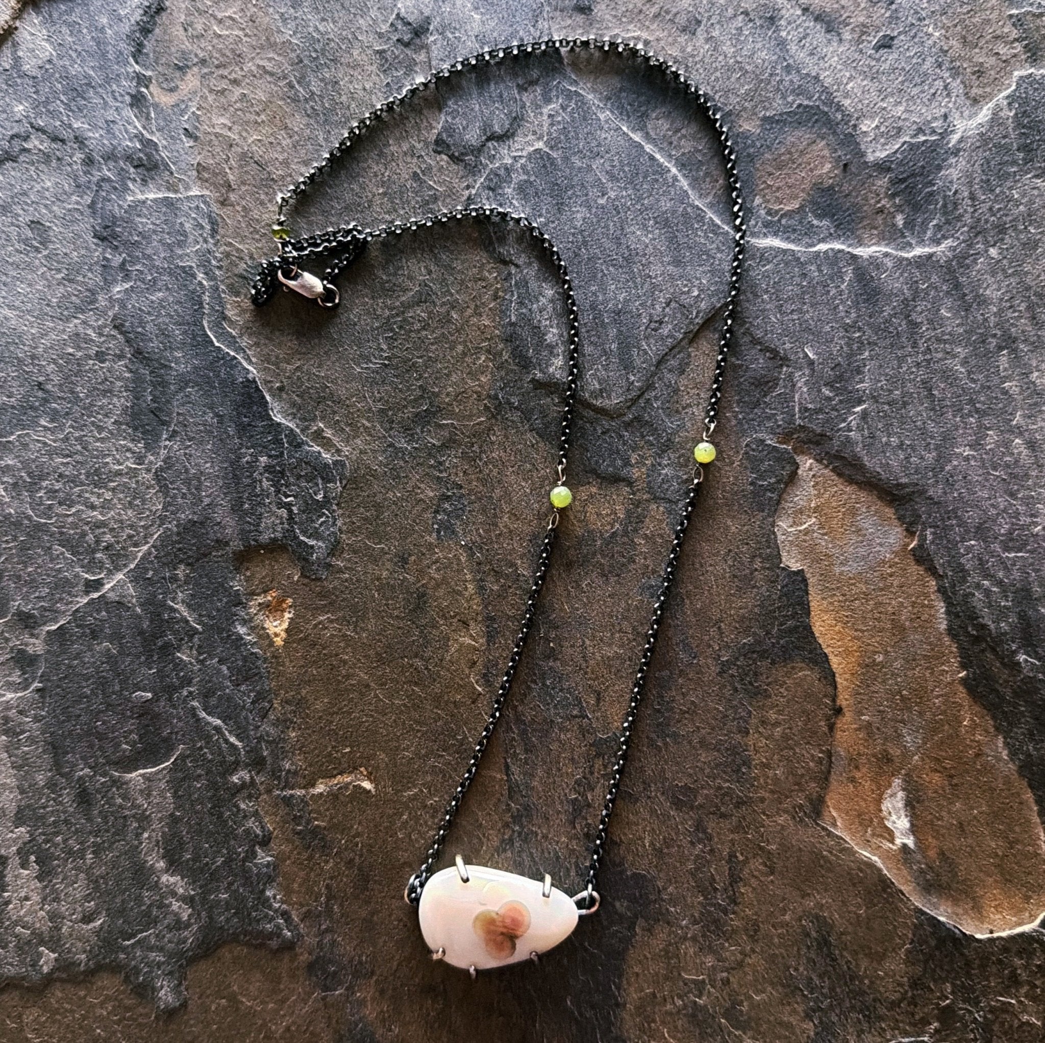 Moira Shield Necklace: Ocean Jasper - Three Flames Silverworks