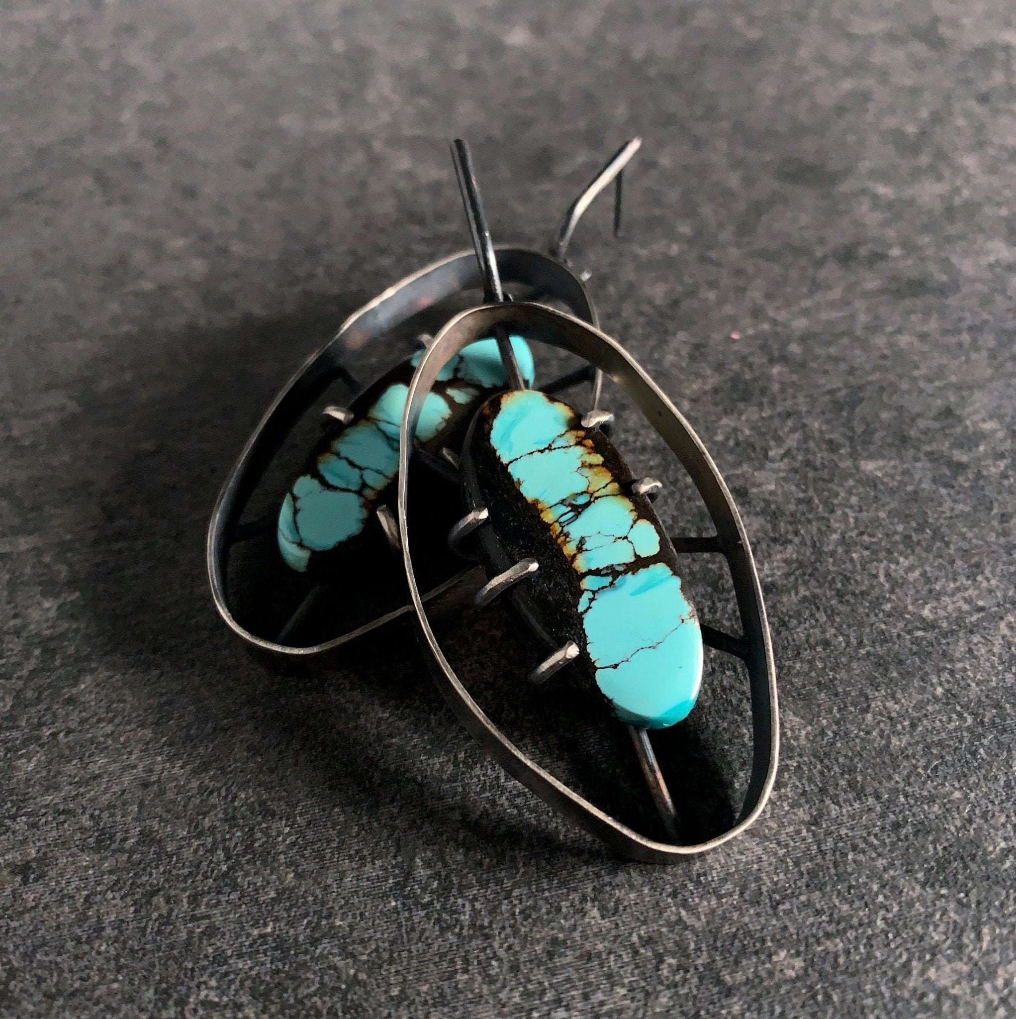 Wayfinder Earrings no. 2 - Bao Canyon Turquoise - Three Flames Silverworks