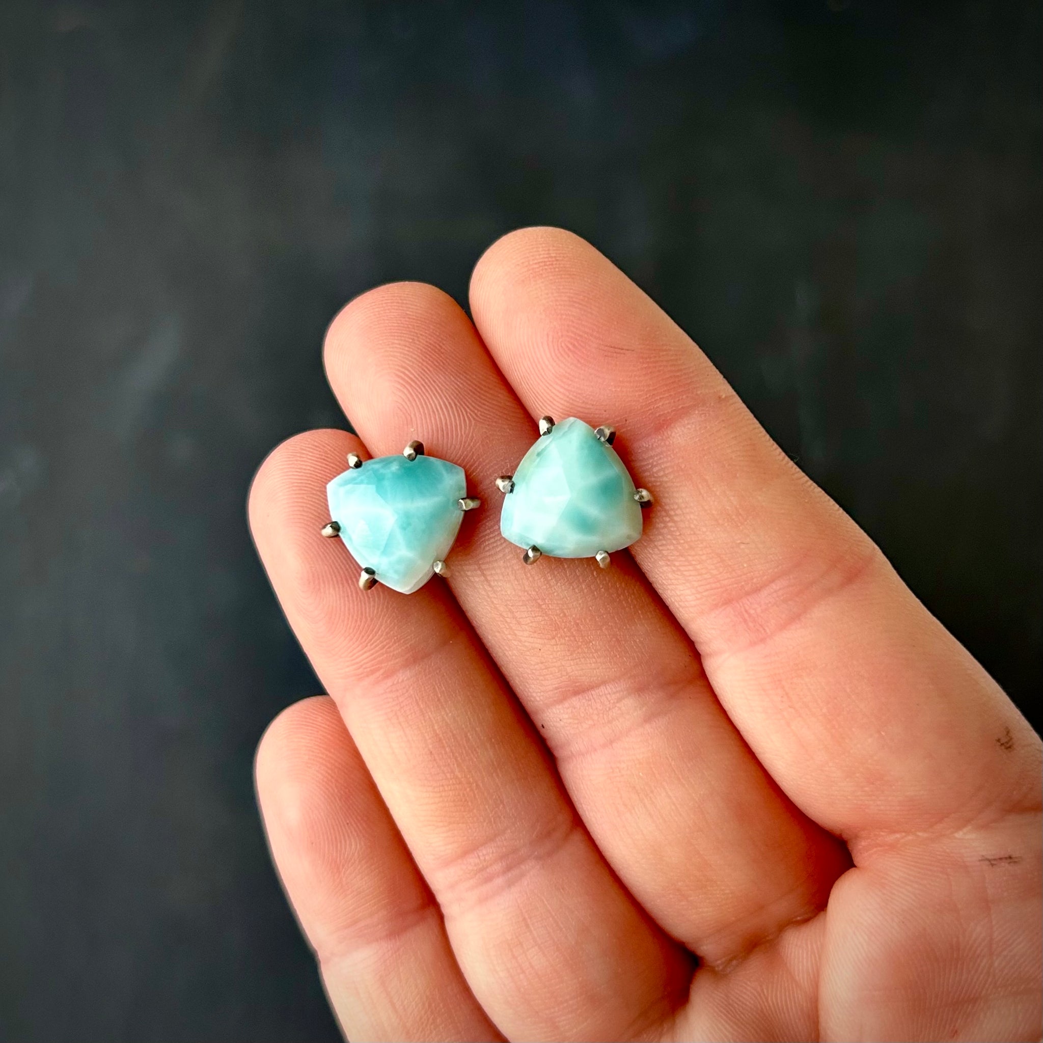 Moira Stud: Larimar in Sterling
