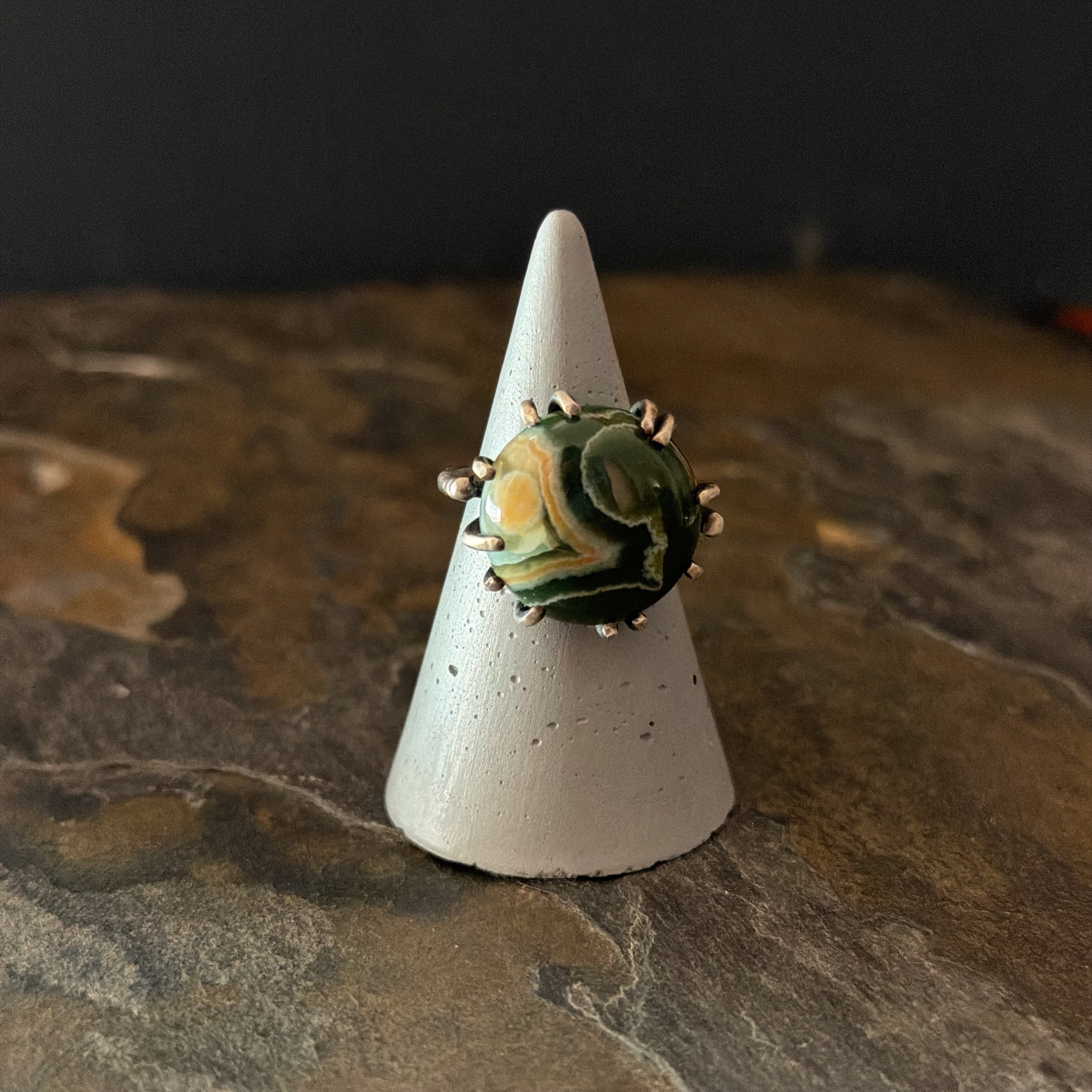 Claw Ring with Ocean Jasper - Size 8.5
