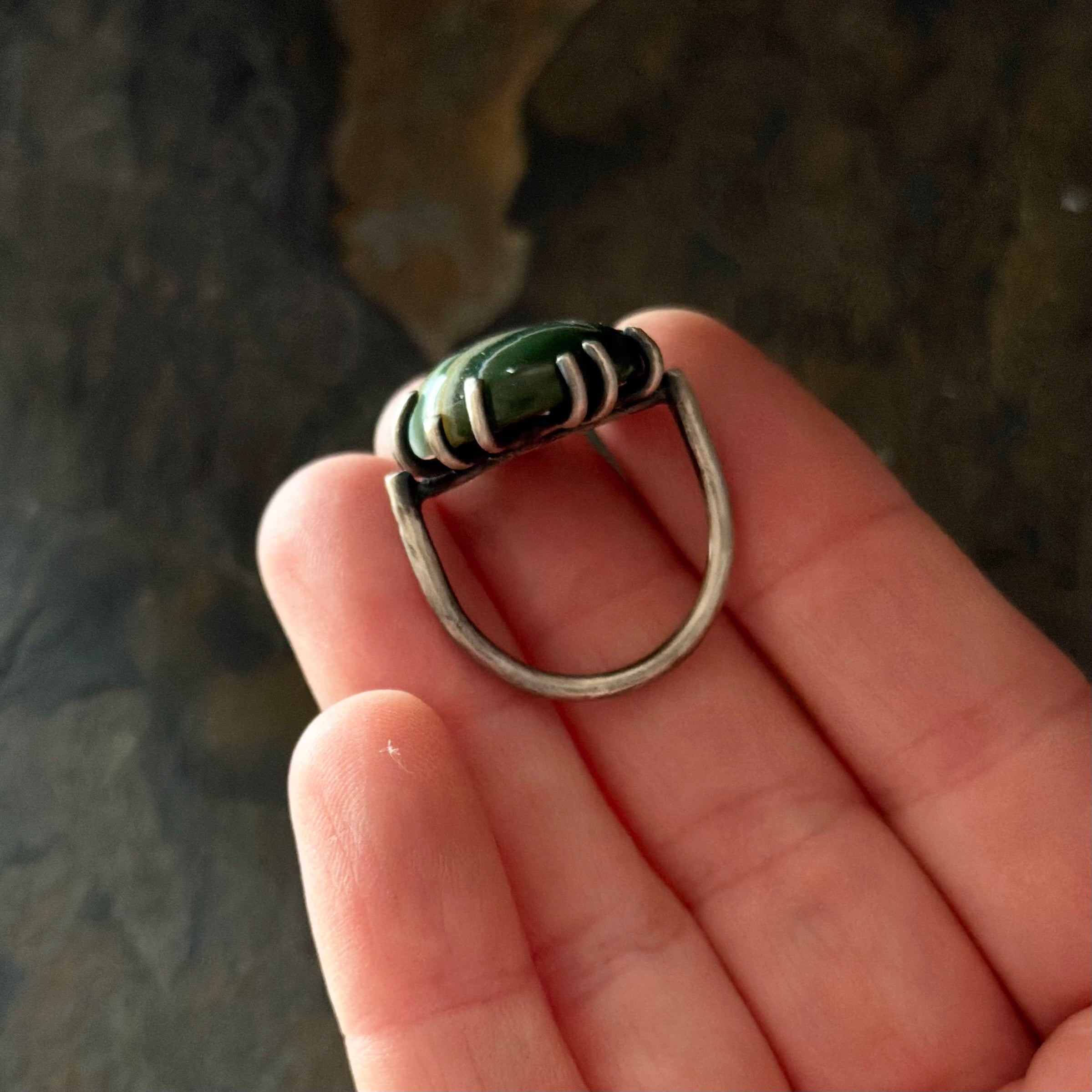 Claw Ring with Ocean Jasper - Size 8.5