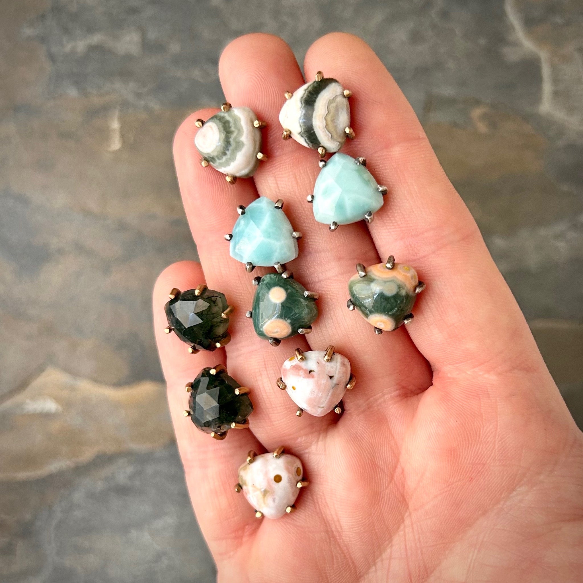 Moira Stud: Larimar in Sterling