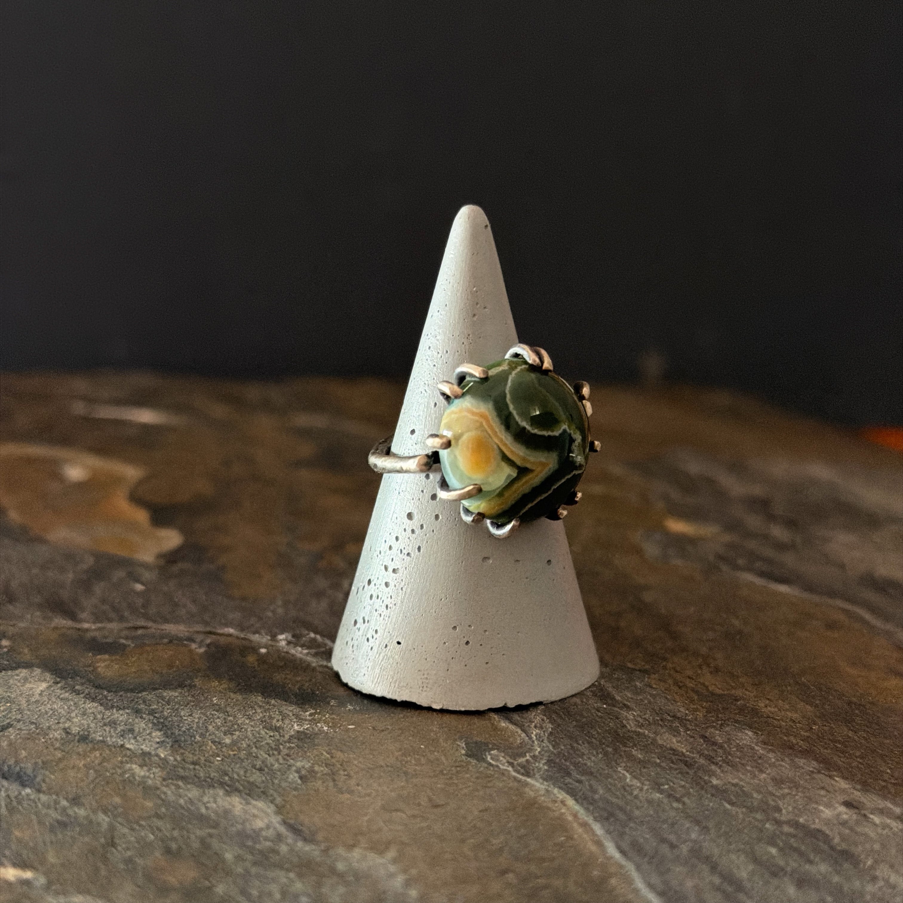 Claw Ring with Ocean Jasper - Size 8.5