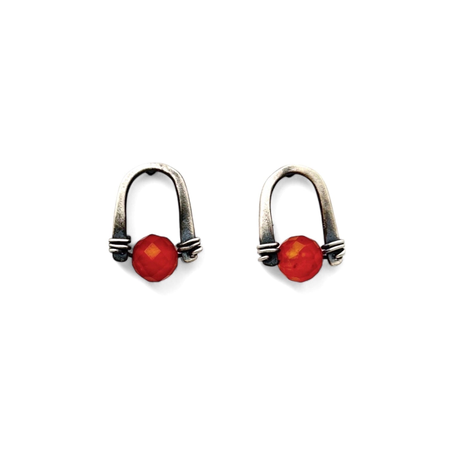 Arc Gemstone Studs - Choice of Stone - Three Flames Silverworks