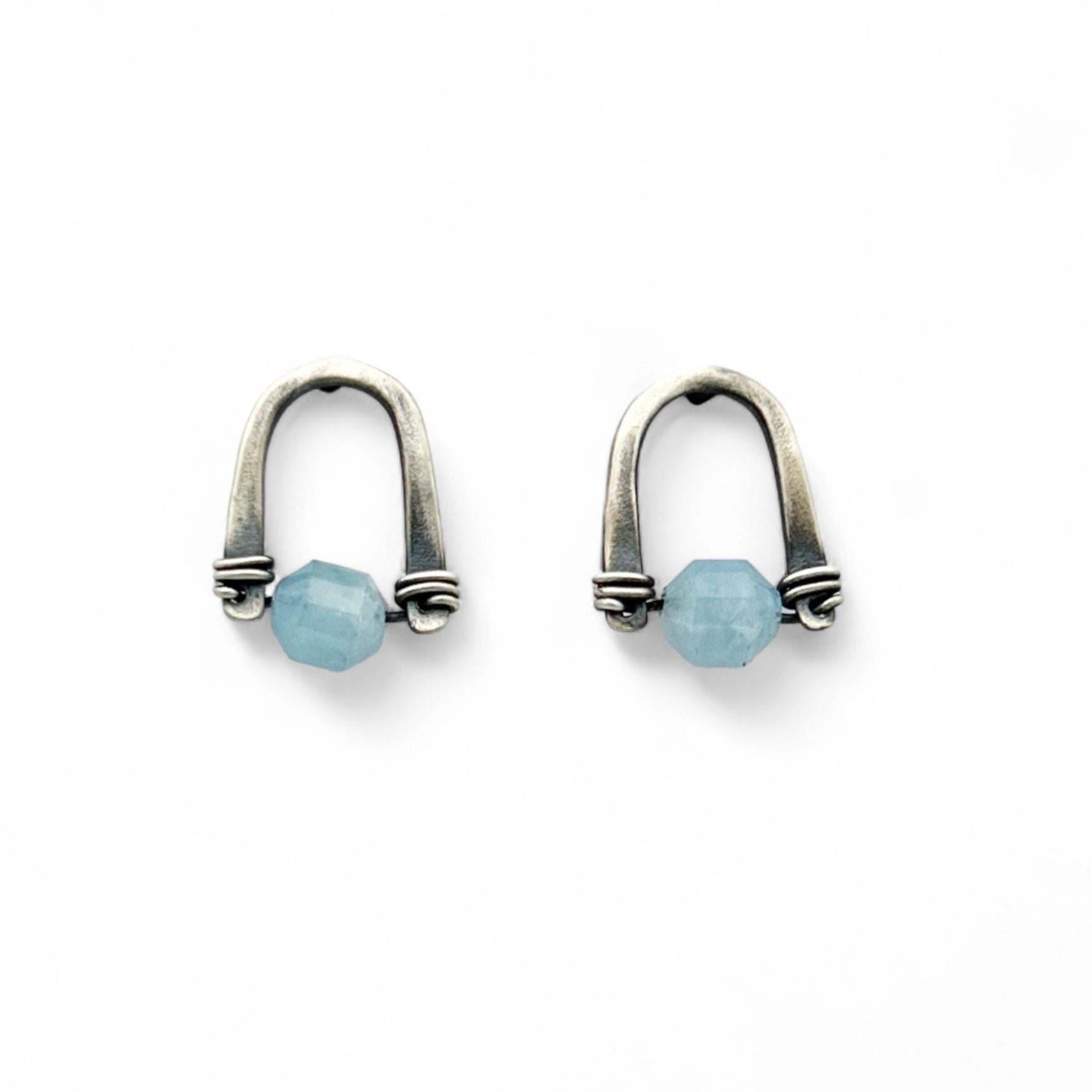 Arc Gemstone Studs - Choice of Stone - Three Flames Silverworks