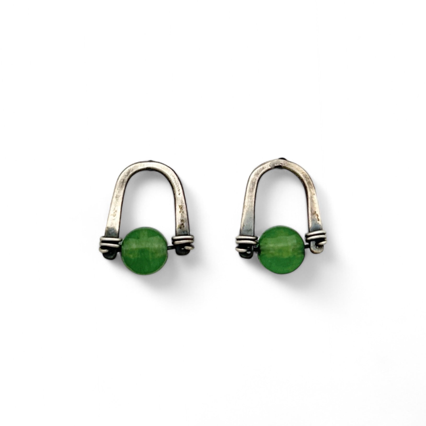 Arc Gemstone Studs - Choice of Stone - Three Flames Silverworks
