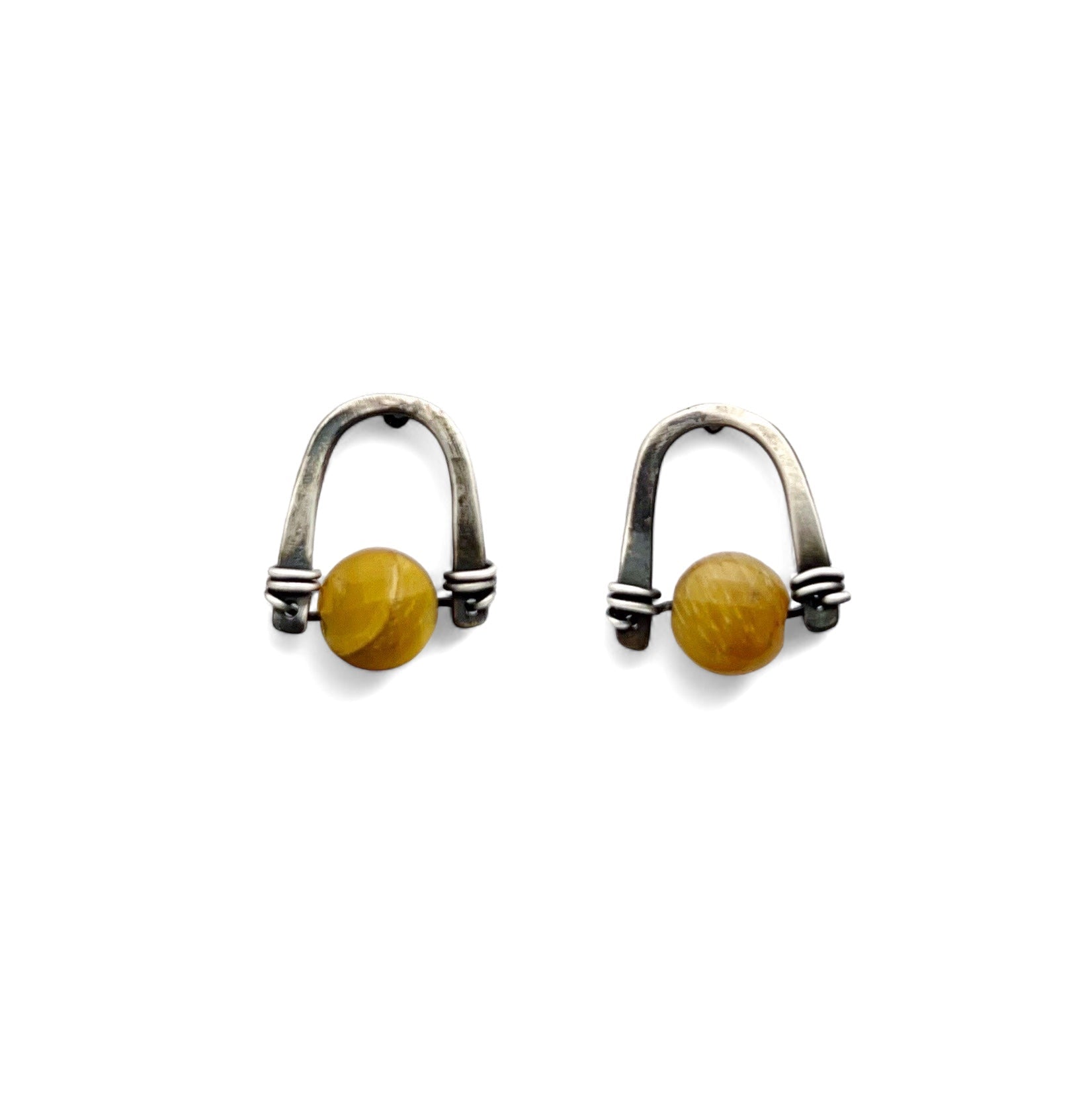 Arc Gemstone Studs - Choice of Stone - Three Flames Silverworks