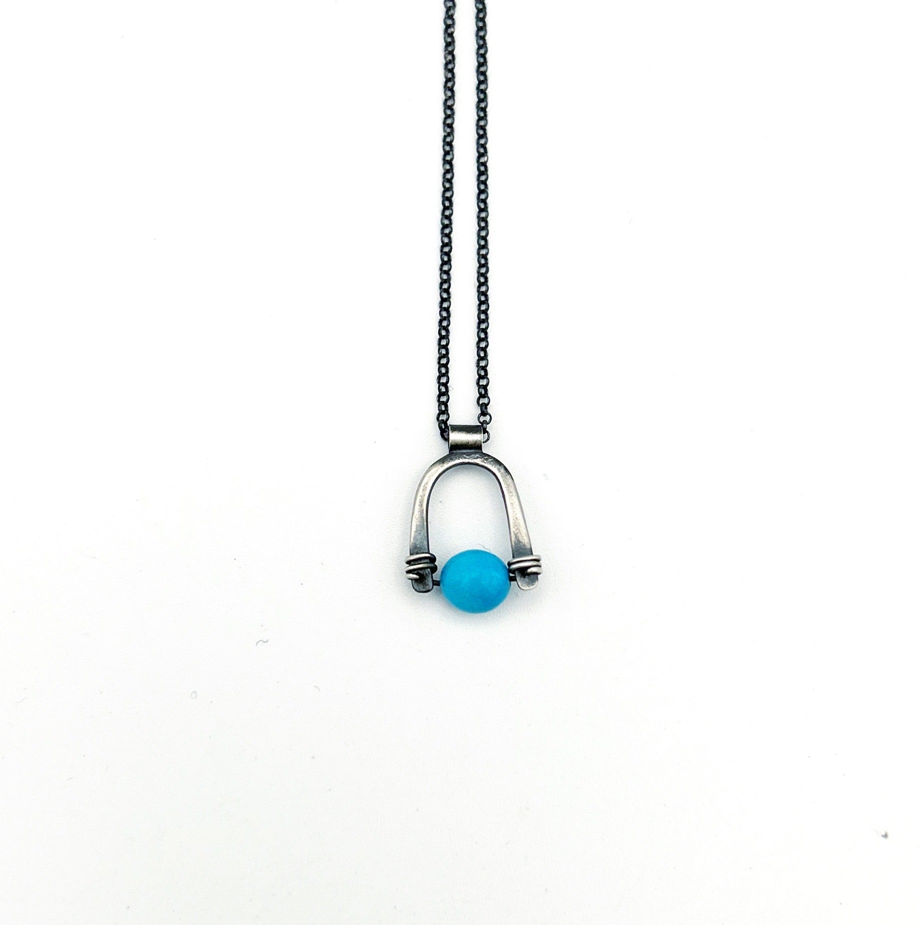 Arc Pendant - Choice of Stone - Three Flames Silverworks
