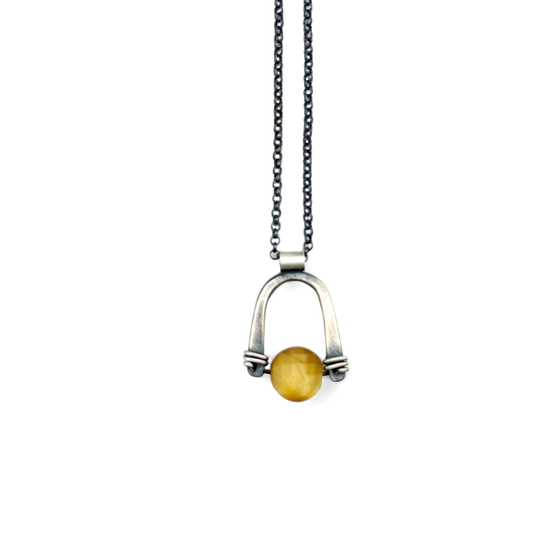 Arc Pendant - Choice of Stone - Three Flames Silverworks