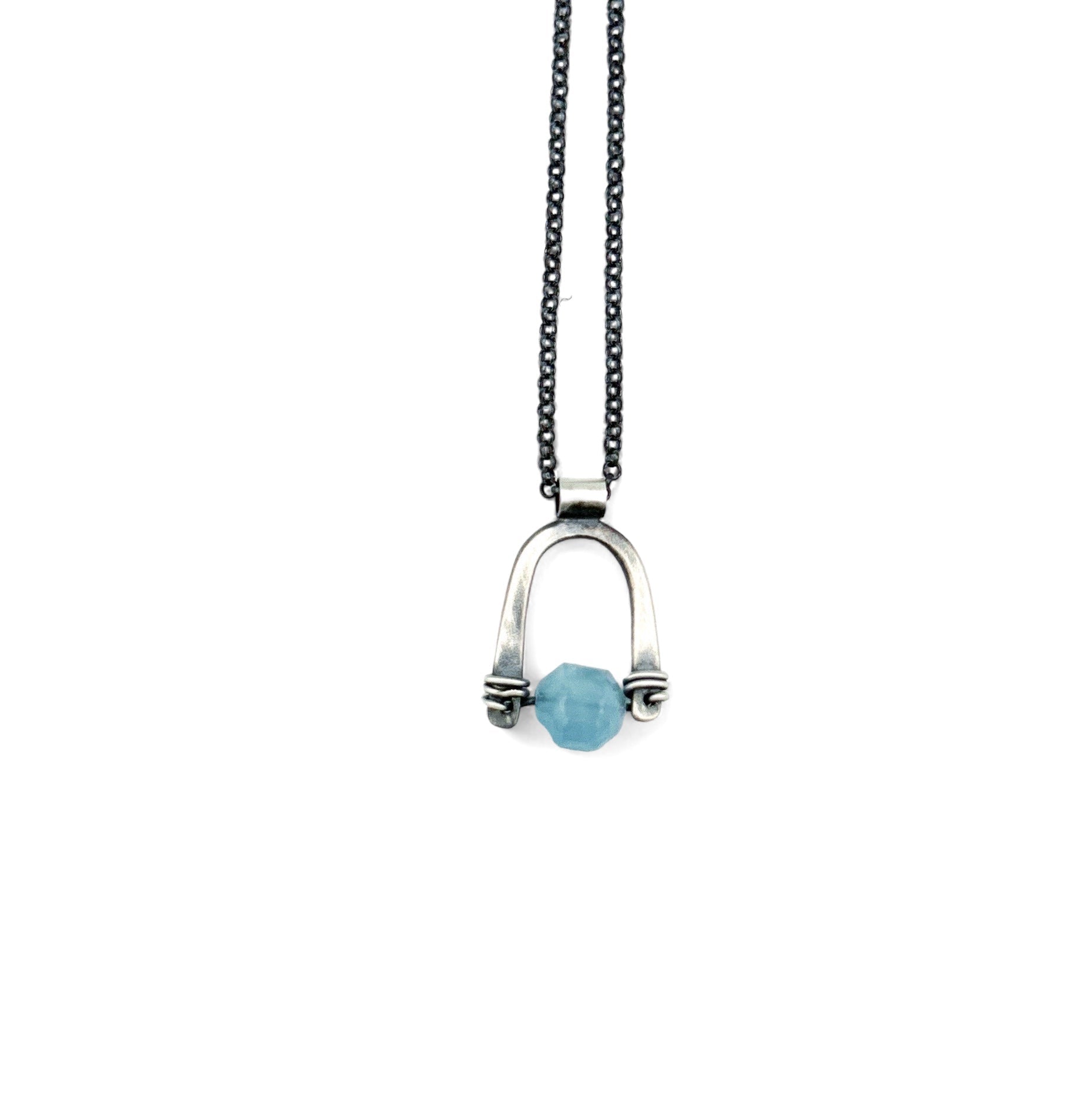 Arc Pendant - Choice of Stone - Three Flames Silverworks