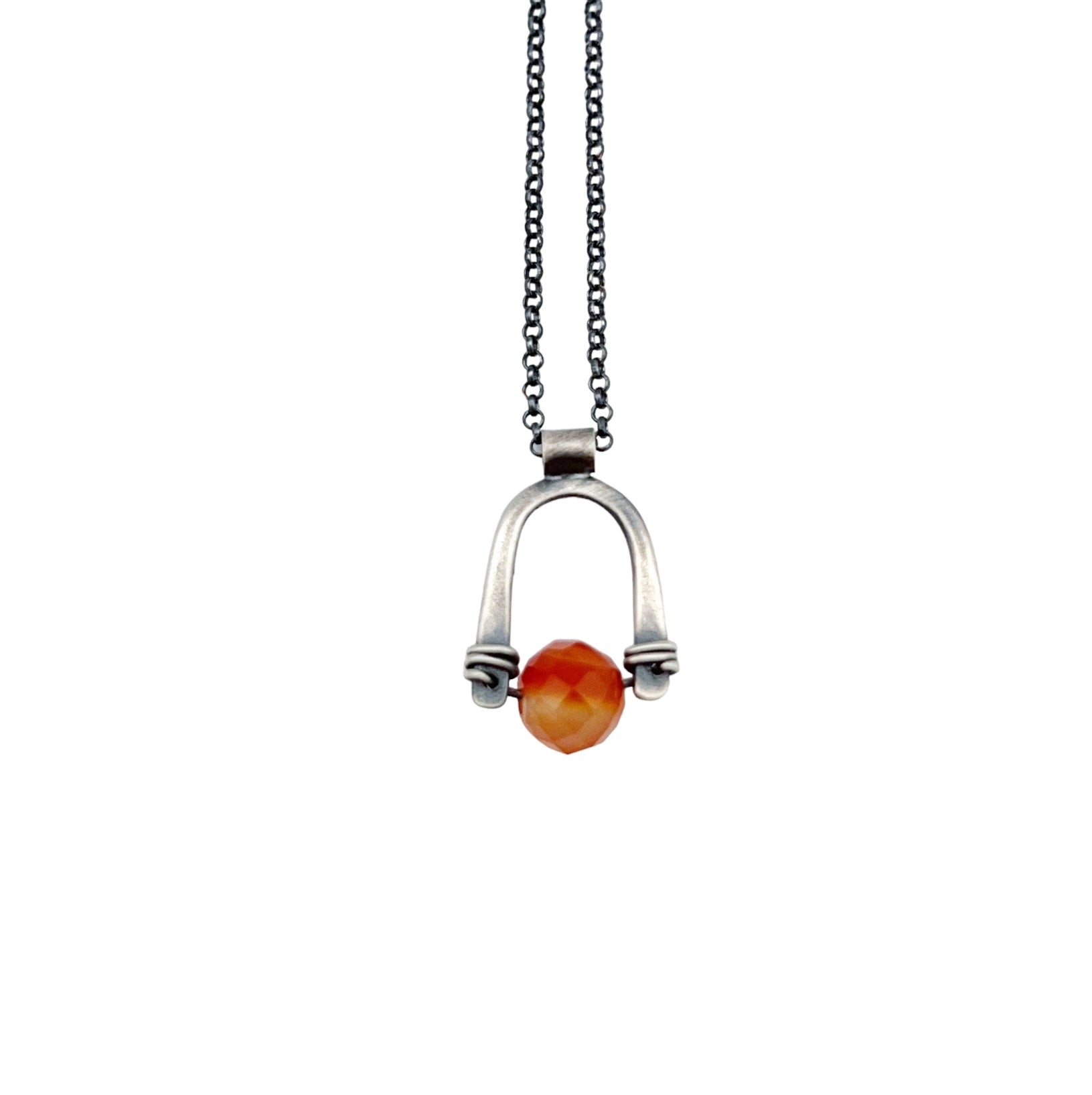 Arc Pendant - Choice of Stone - Three Flames Silverworks