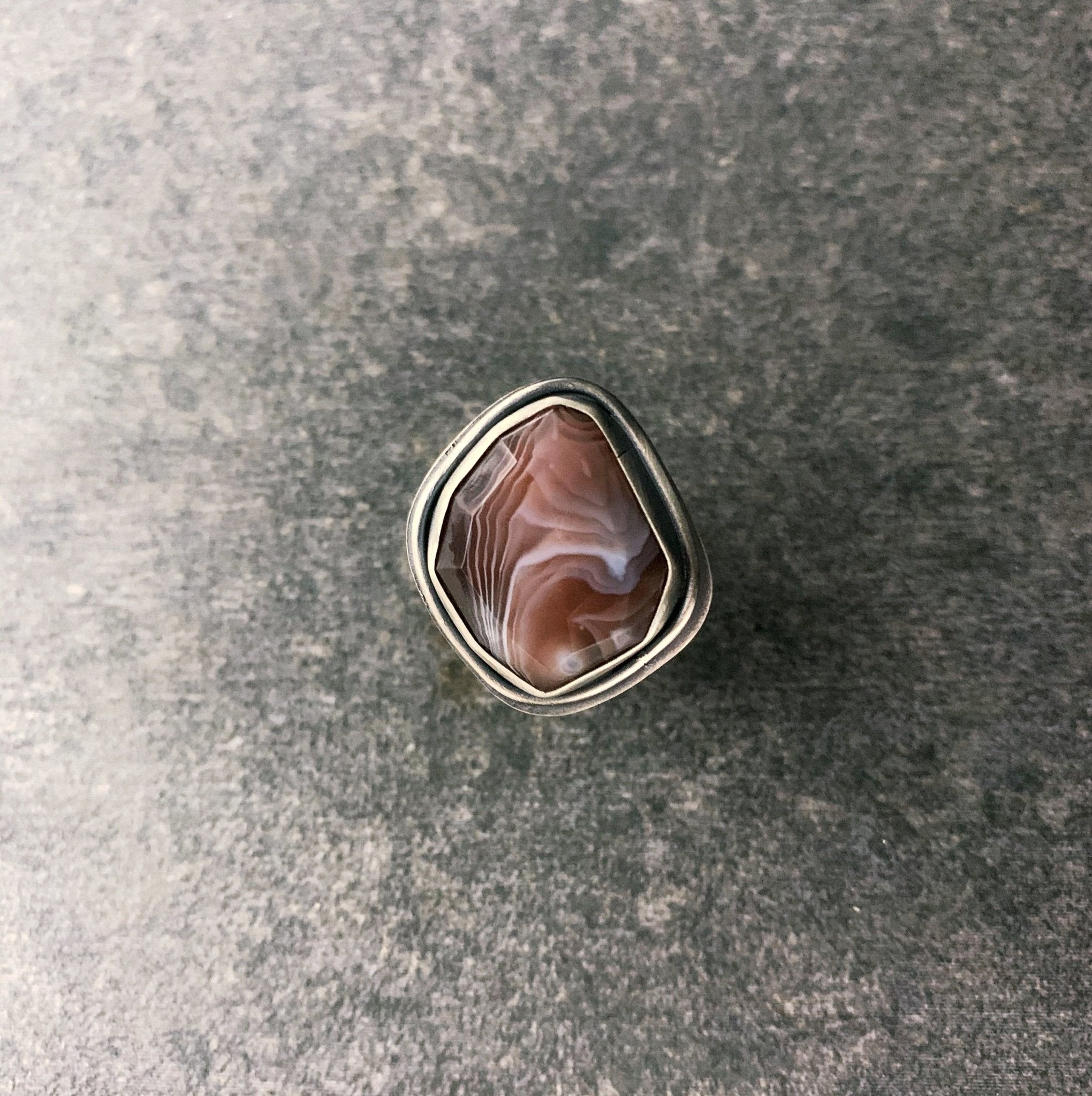 Botswana Agate Ring - Three Flames Silverworks