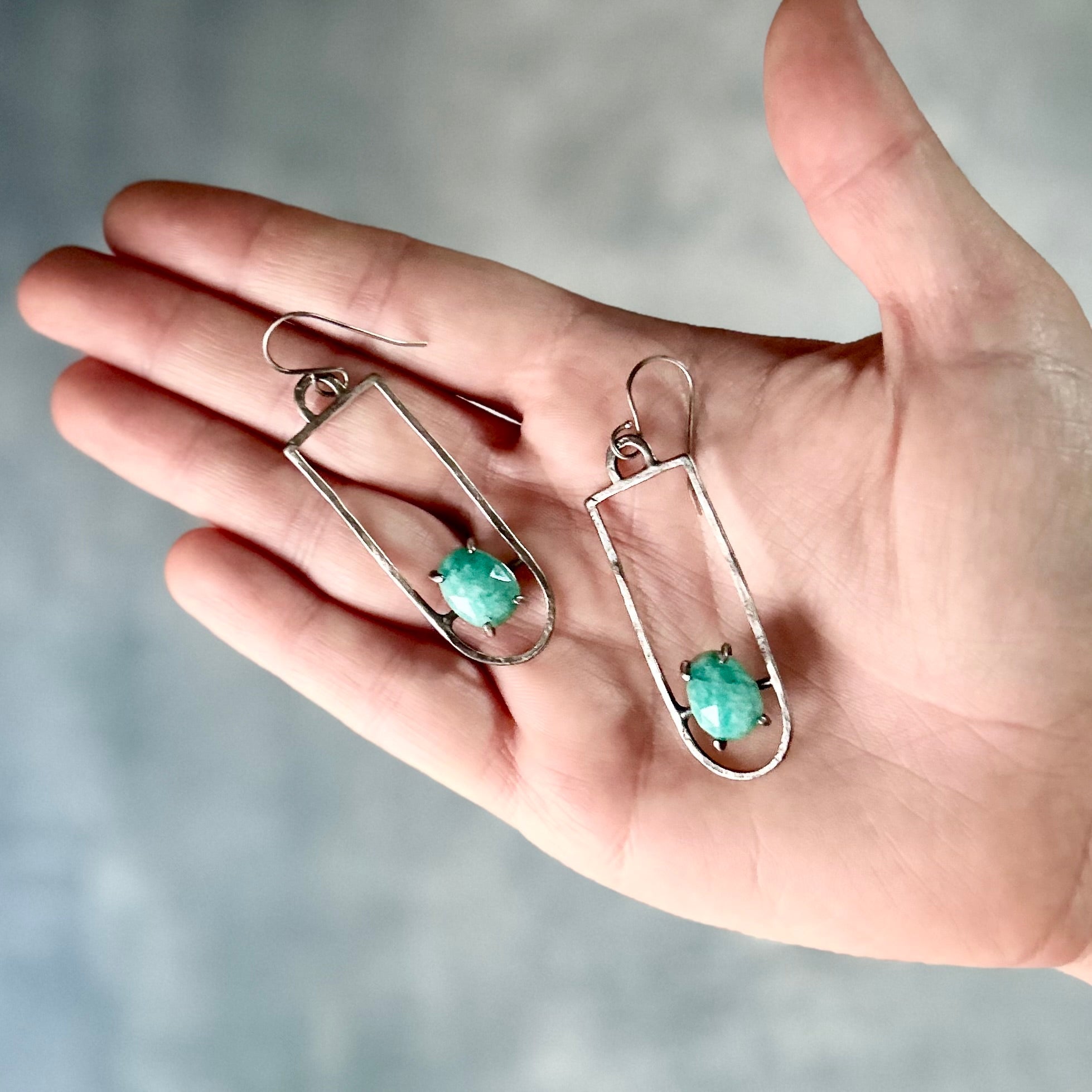 Cathedral Earrings - Amazonite - Three Flames Silverworks