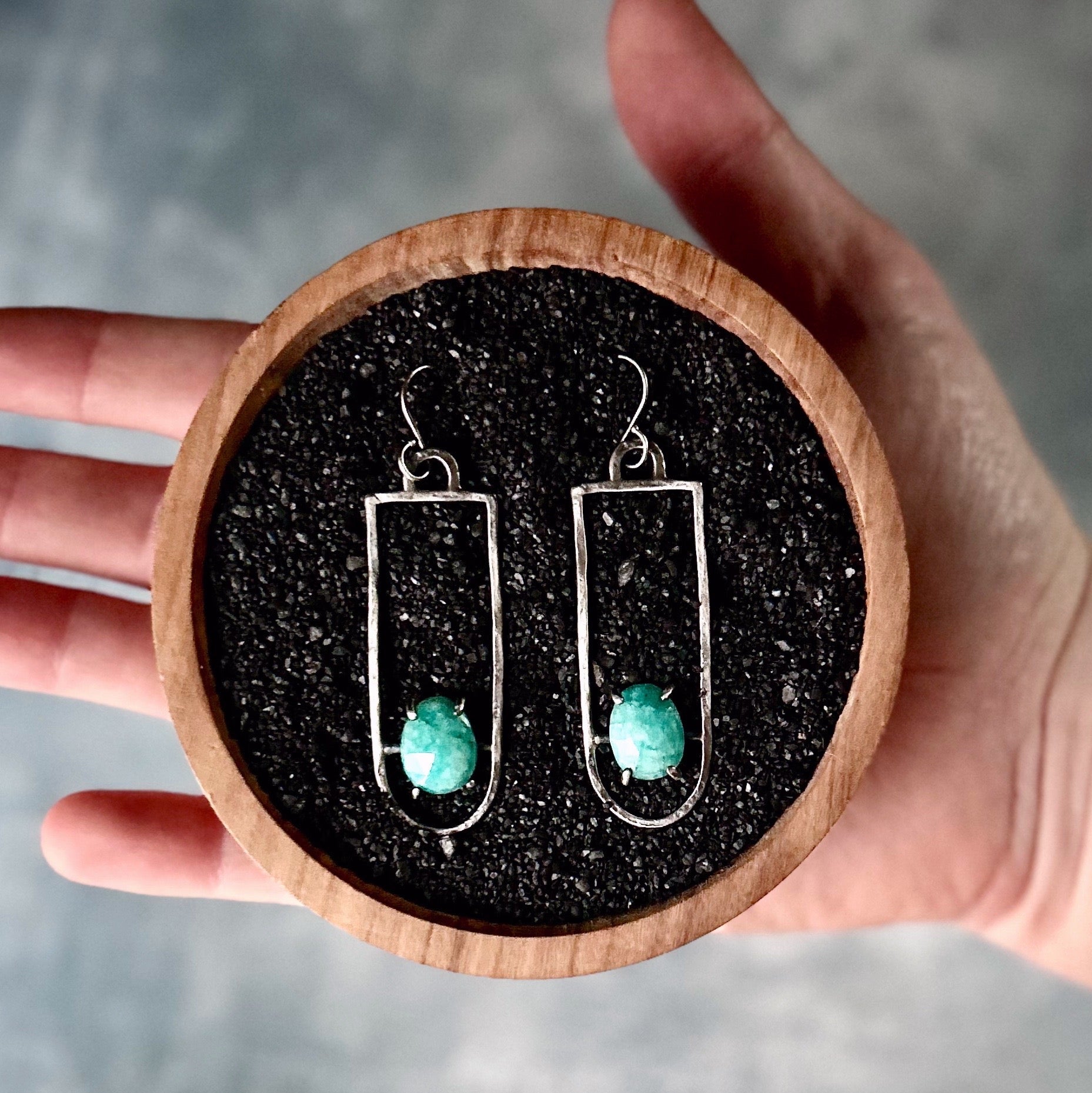 Cathedral Earrings - Amazonite - Three Flames Silverworks