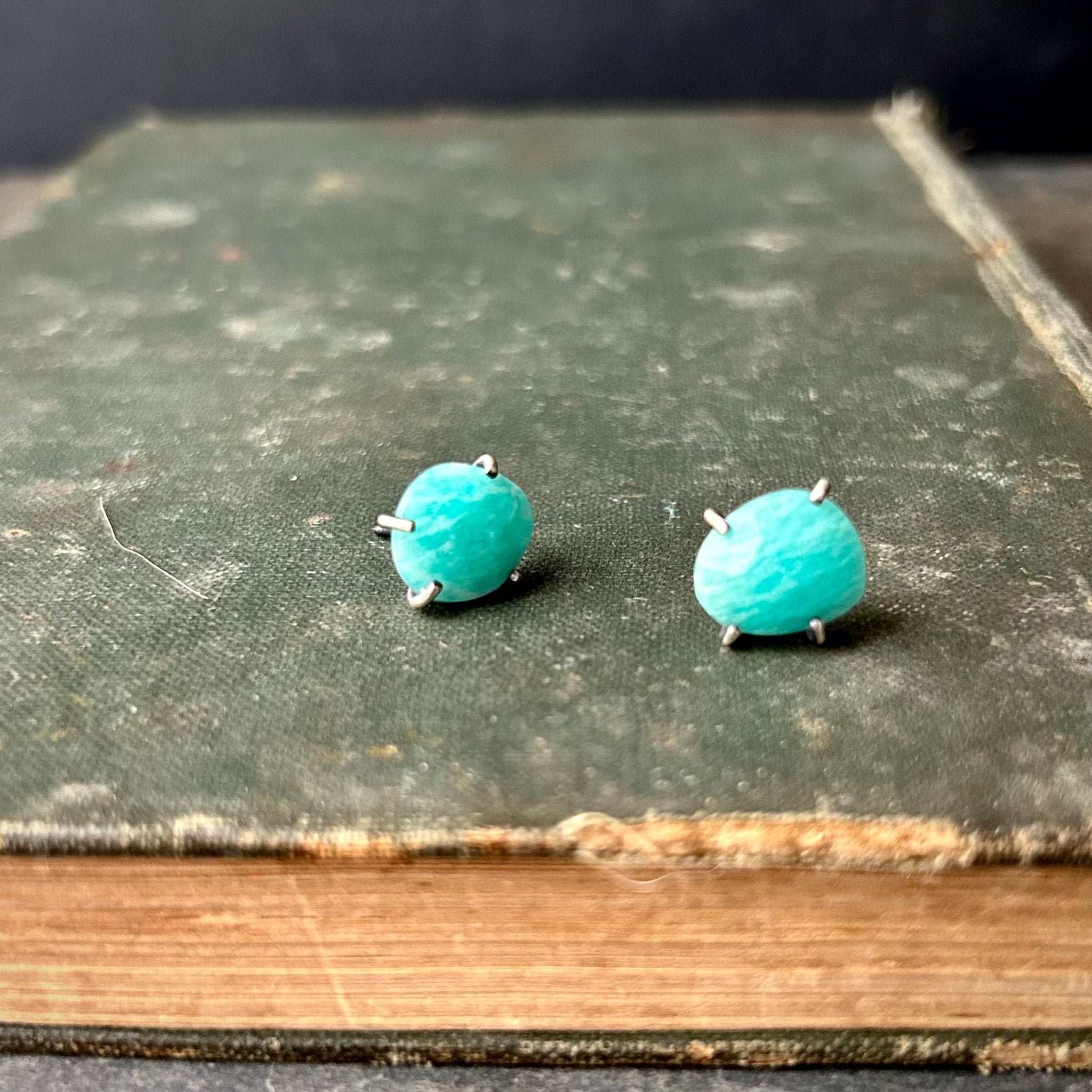 Celeste Gemstone Studs: Amazonite - Three Flames Silverworks