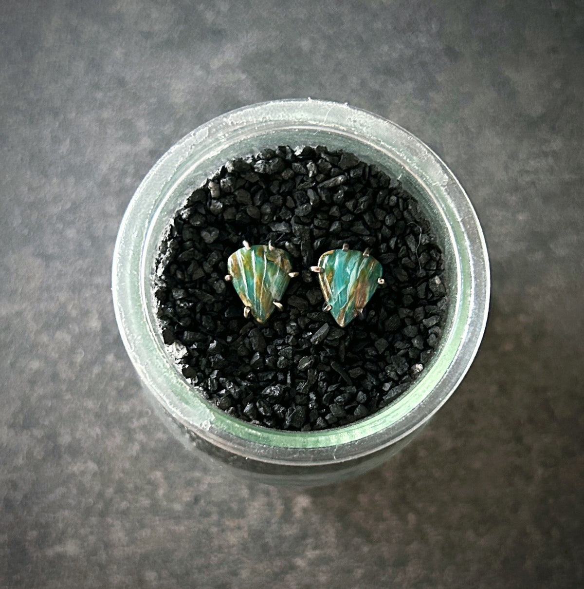 Celeste Gemstone Studs: Carved Peruvian Opal Shell | Three Flames ...