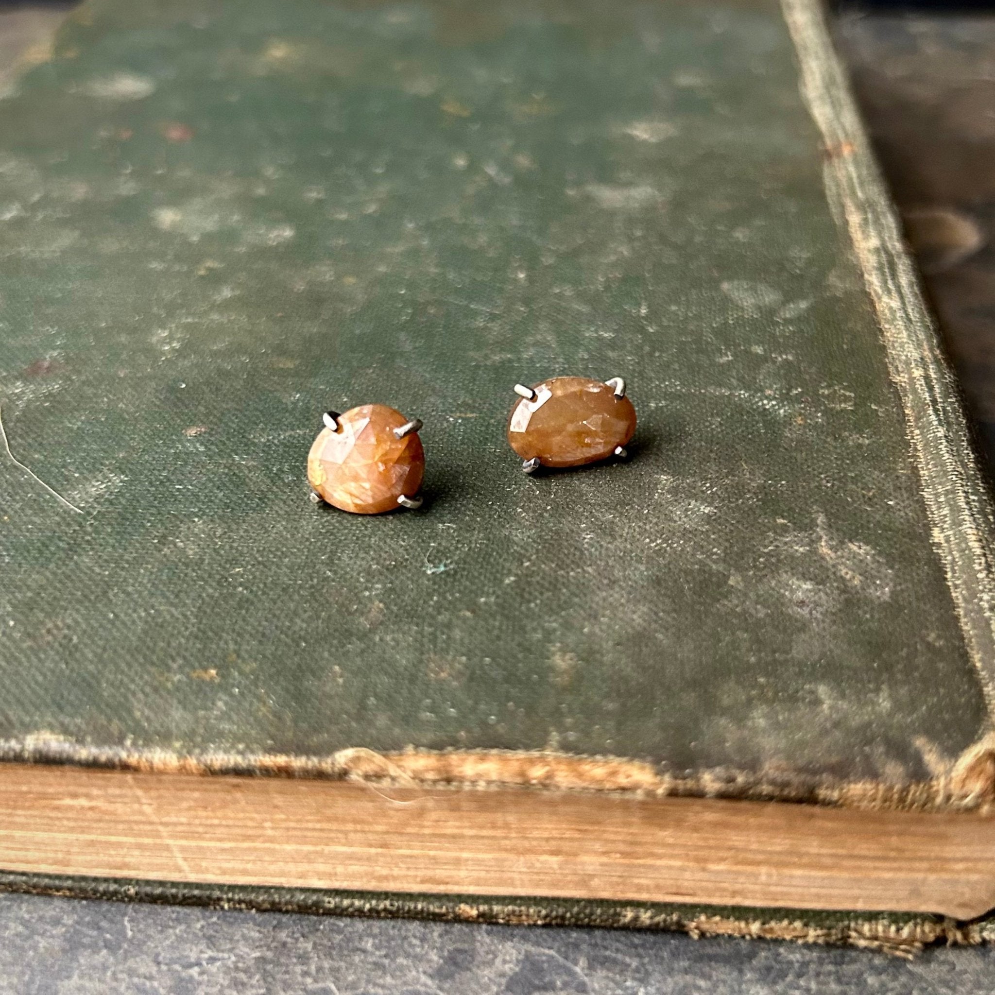 Celeste Gemstone Studs: Golden Sapphire - Three Flames Silverworks