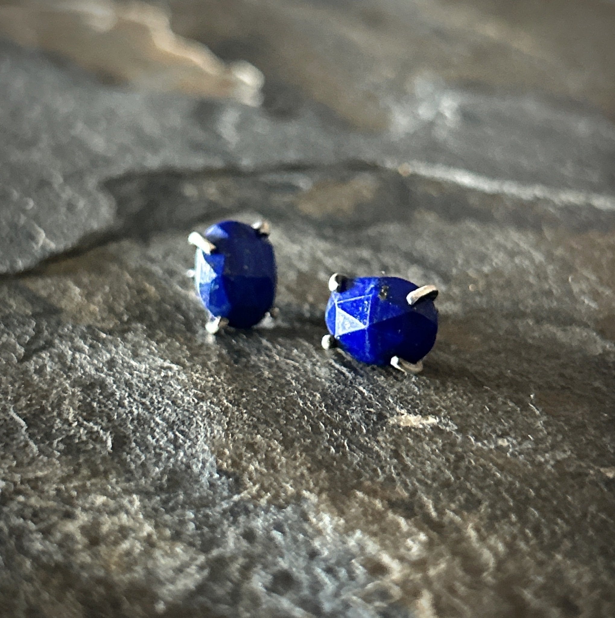 Celeste Gemstone Studs: Lapis - Three Flames Silverworks