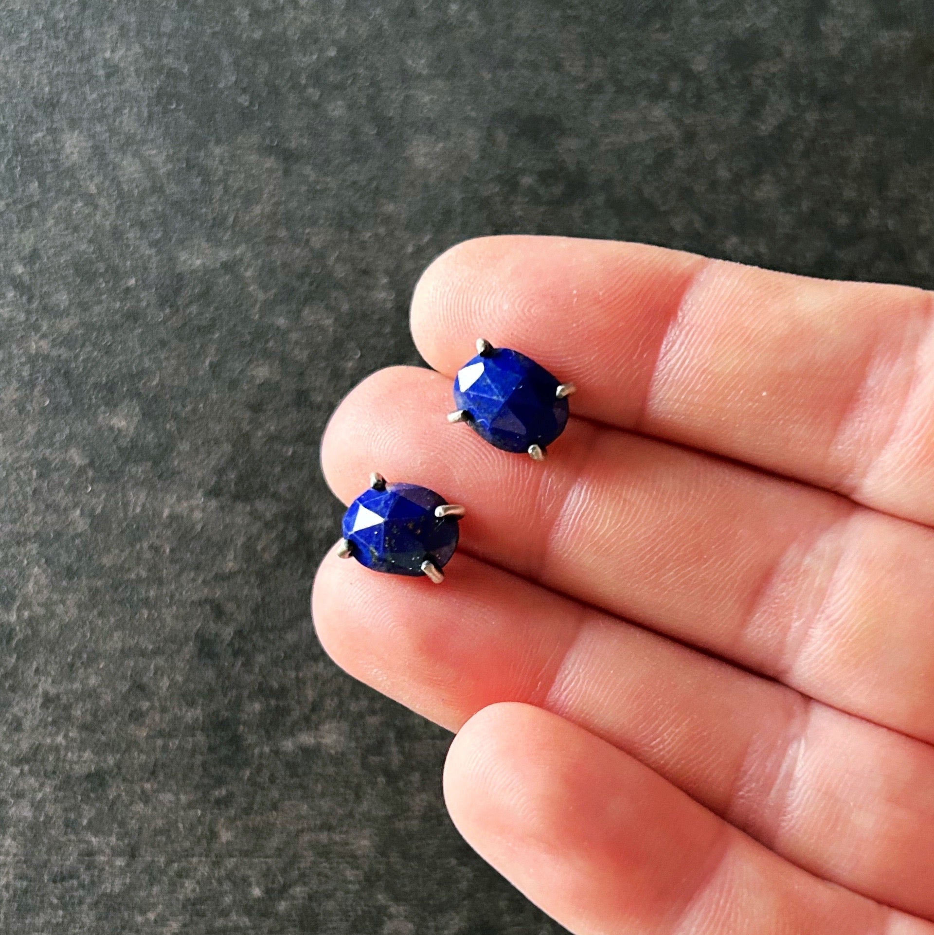 Celeste Gemstone Studs: Lapis - Three Flames Silverworks