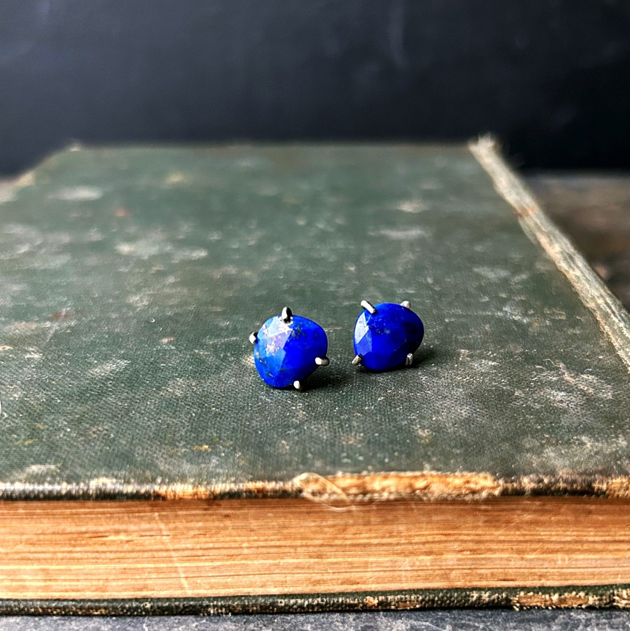 Celeste Gemstone Studs: Lapis - Three Flames Silverworks