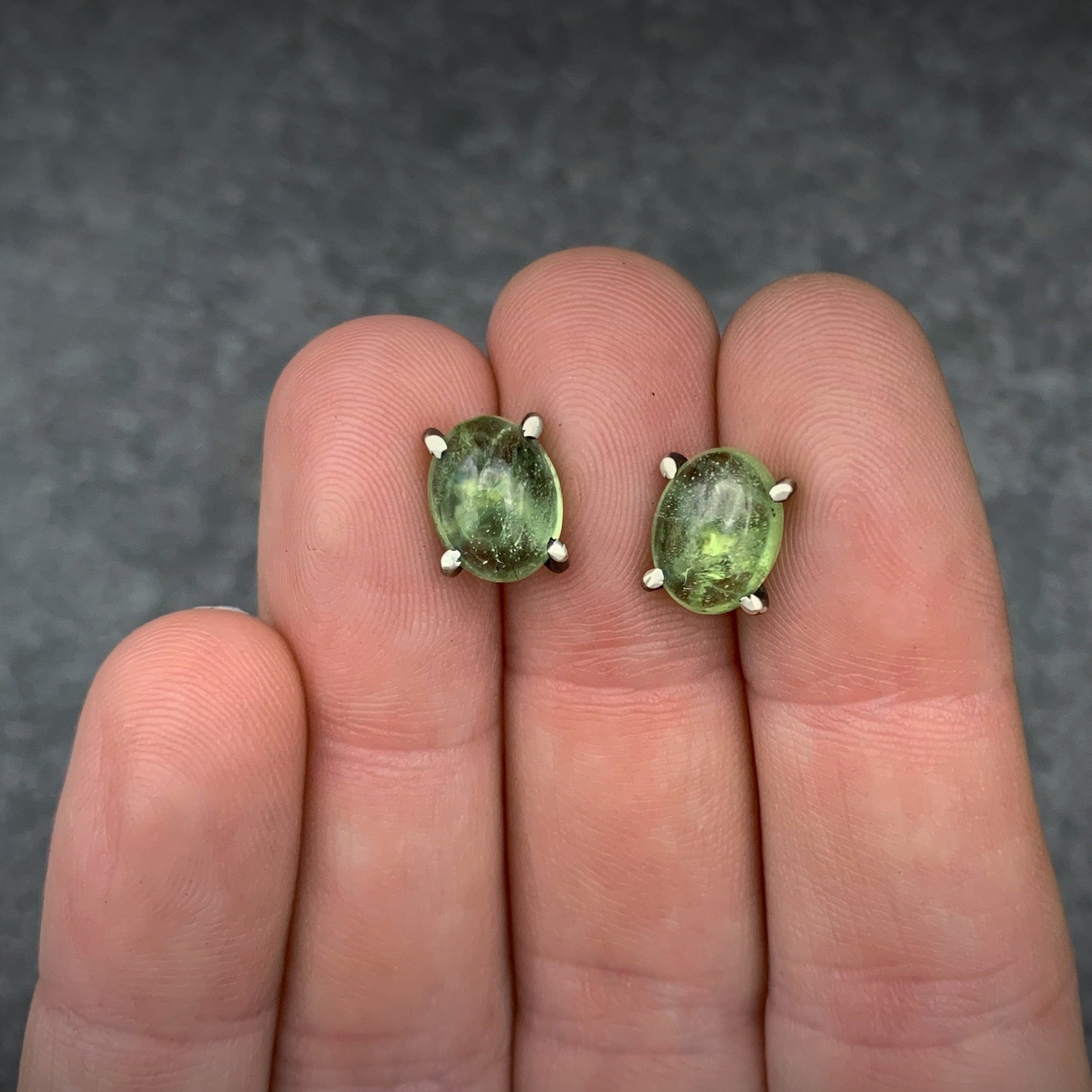 Celeste Gemstone Studs: Peridot - Three Flames Silverworks