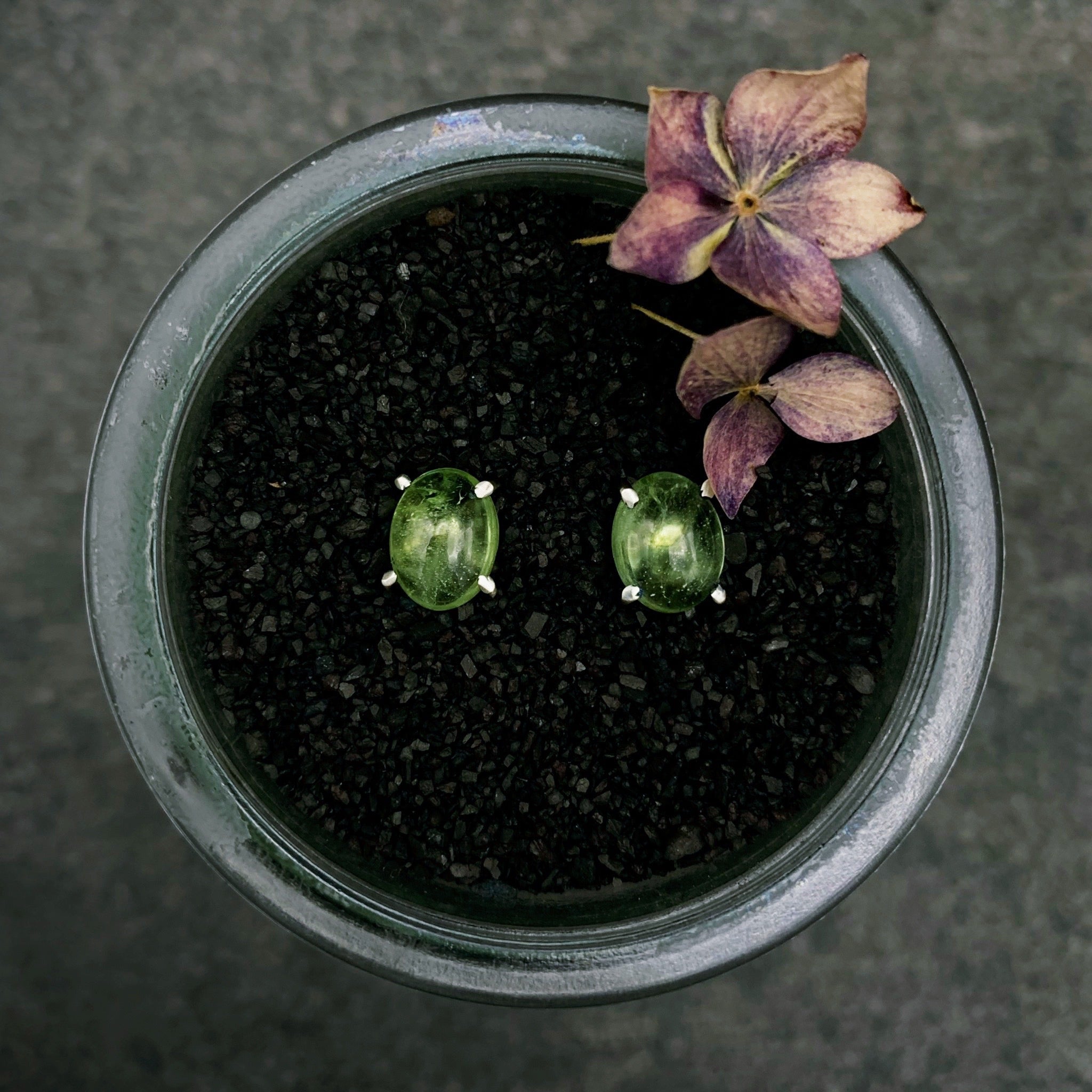 Celeste Gemstone Studs: Peridot - Three Flames Silverworks