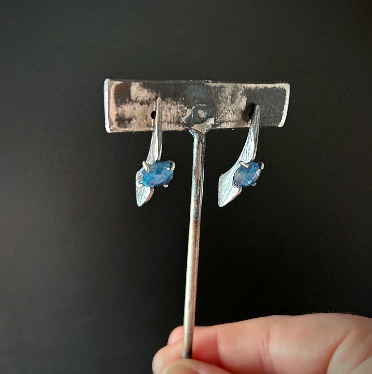 Crow Earring - Blue Kyanite - Three Flames Silverworks