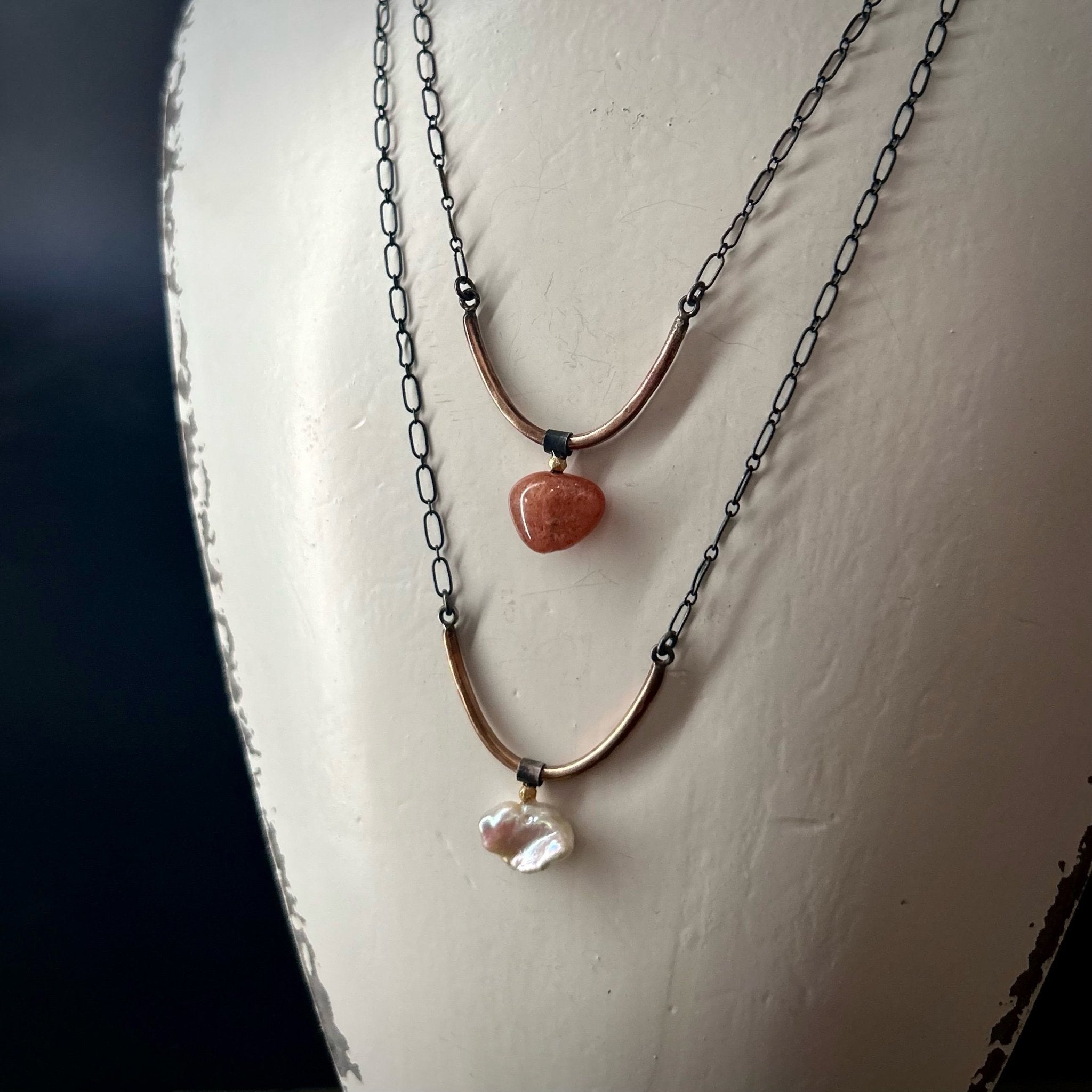 Daymark Necklace - Heishi Pearl - Three Flames Silverworks