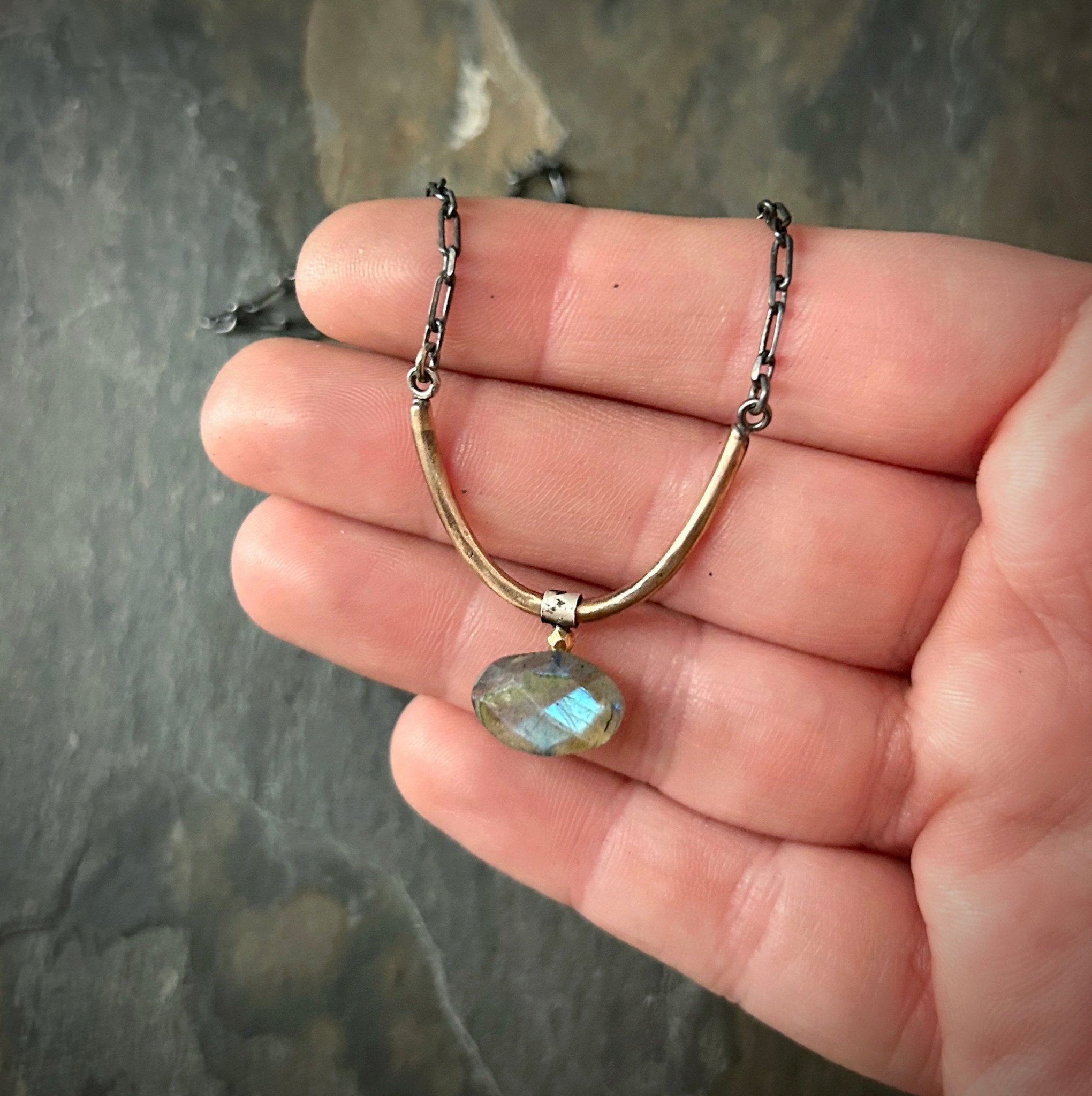 Daymark Necklace - Labradorite - Three Flames Silverworks