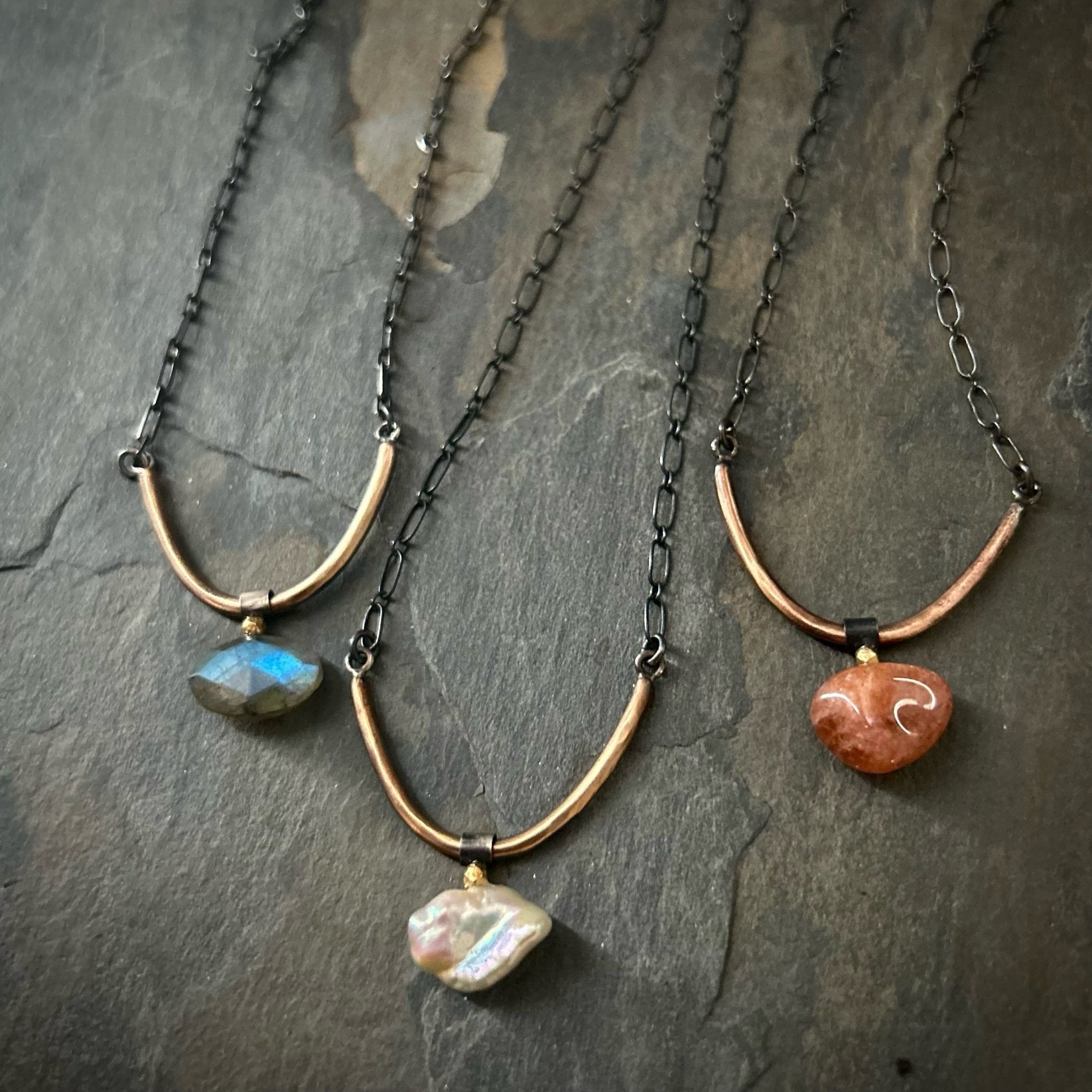 Daymark Necklace - Sunstone - Three Flames Silverworks