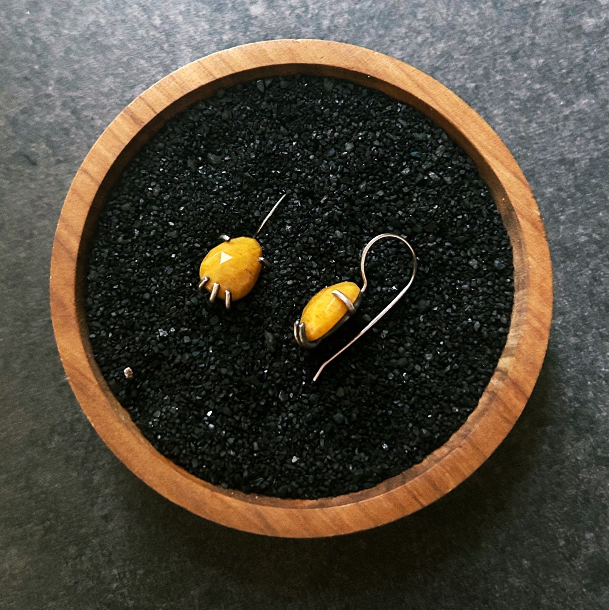 Eve Earring: Yellow Aventurine - Three Flames Silverworks