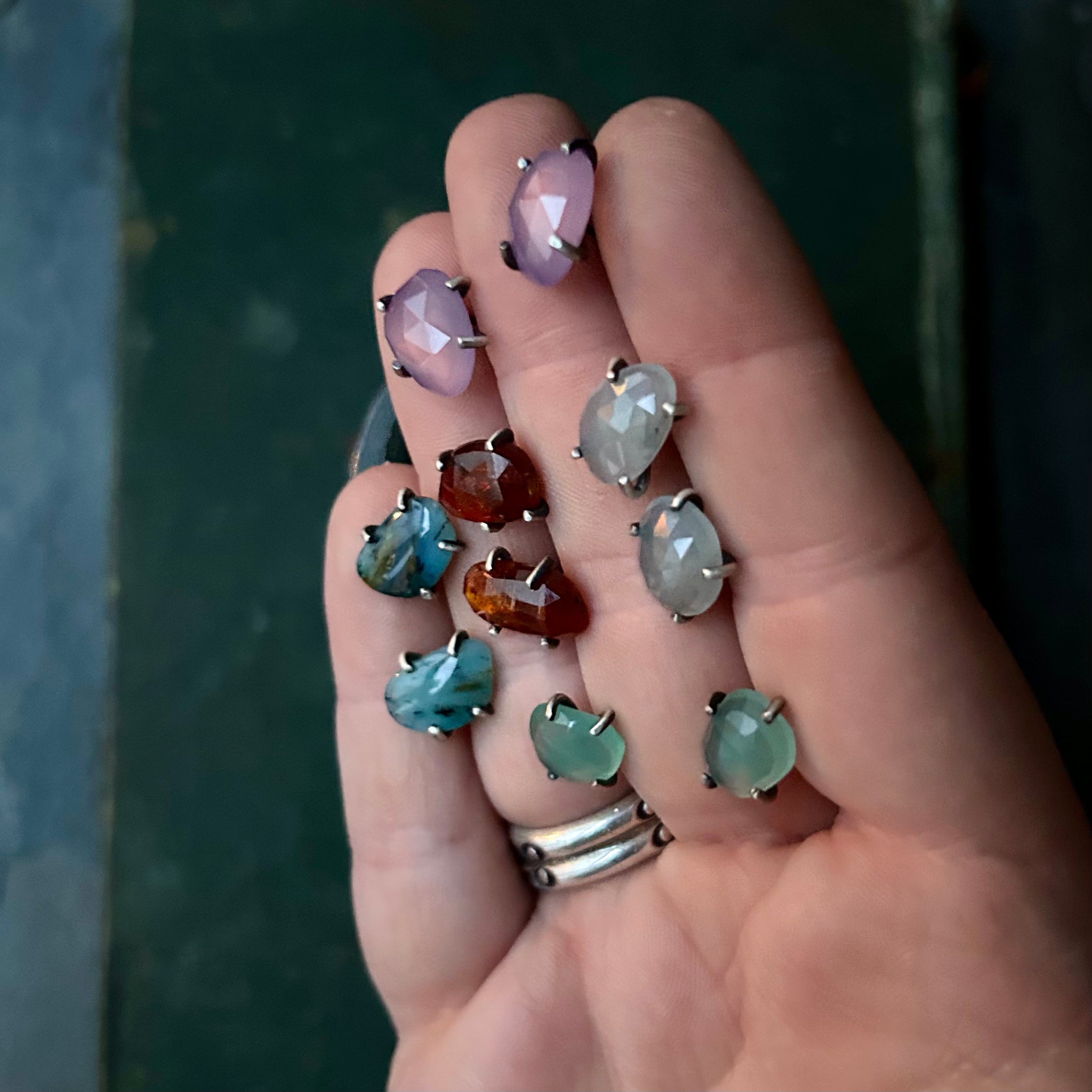 Celeste Gemstone Studs: Peruvian Opal