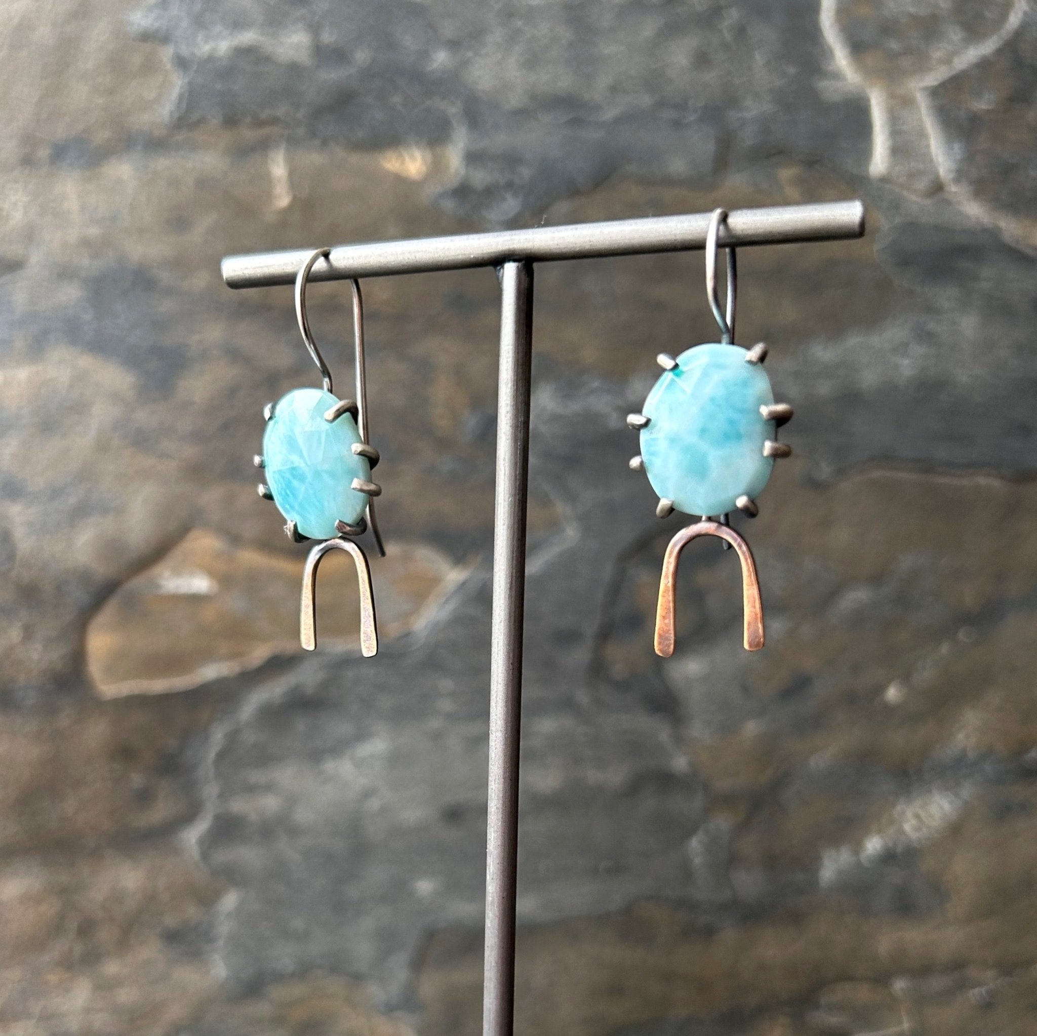 IO Earring: Larimar - Three Flames Silverworks