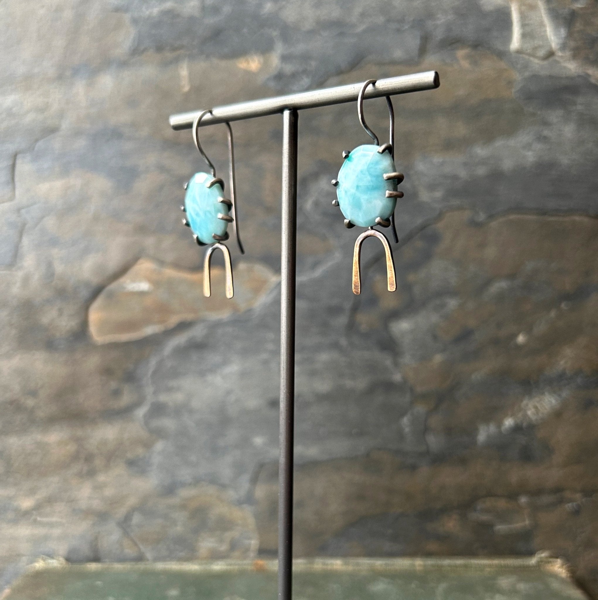 IO Earring: Larimar - Three Flames Silverworks