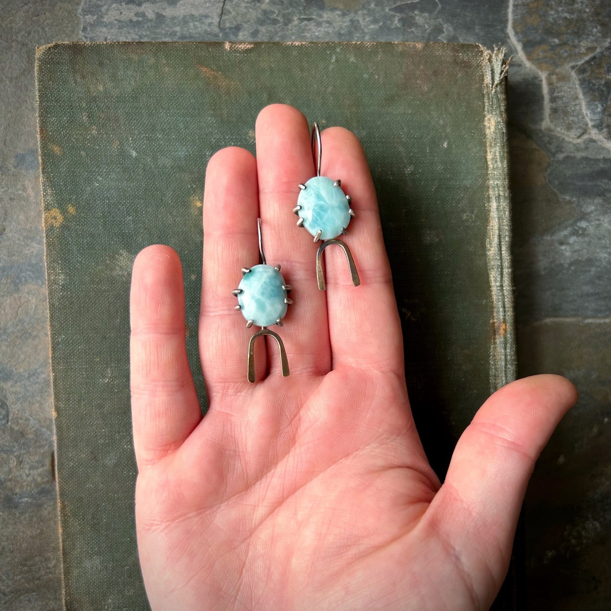 larimarbrace.ymさん4-8-3 IO Earring: Larimar | Three Flames Silverworks