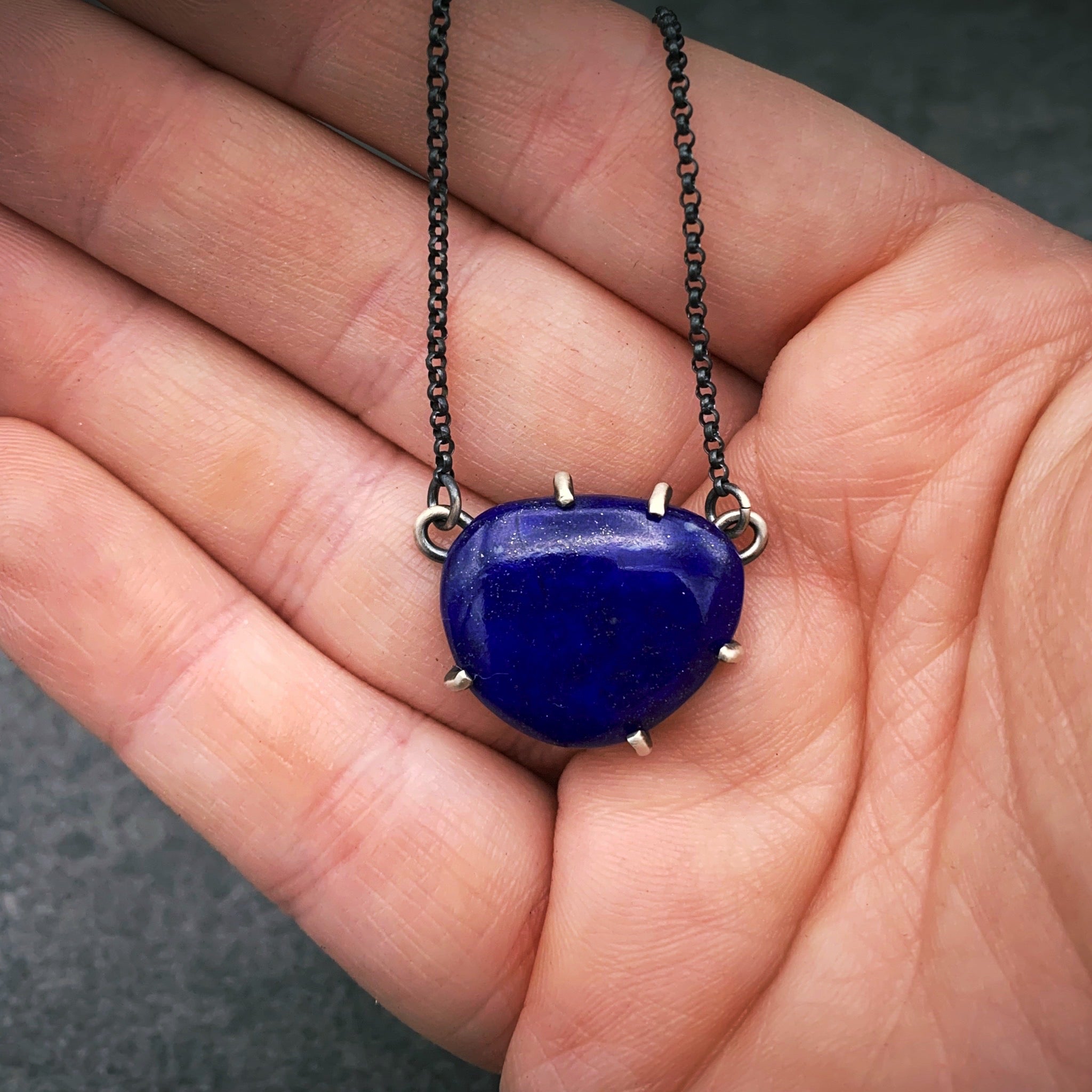 Lapis Pendant - Three Flames Silverworks