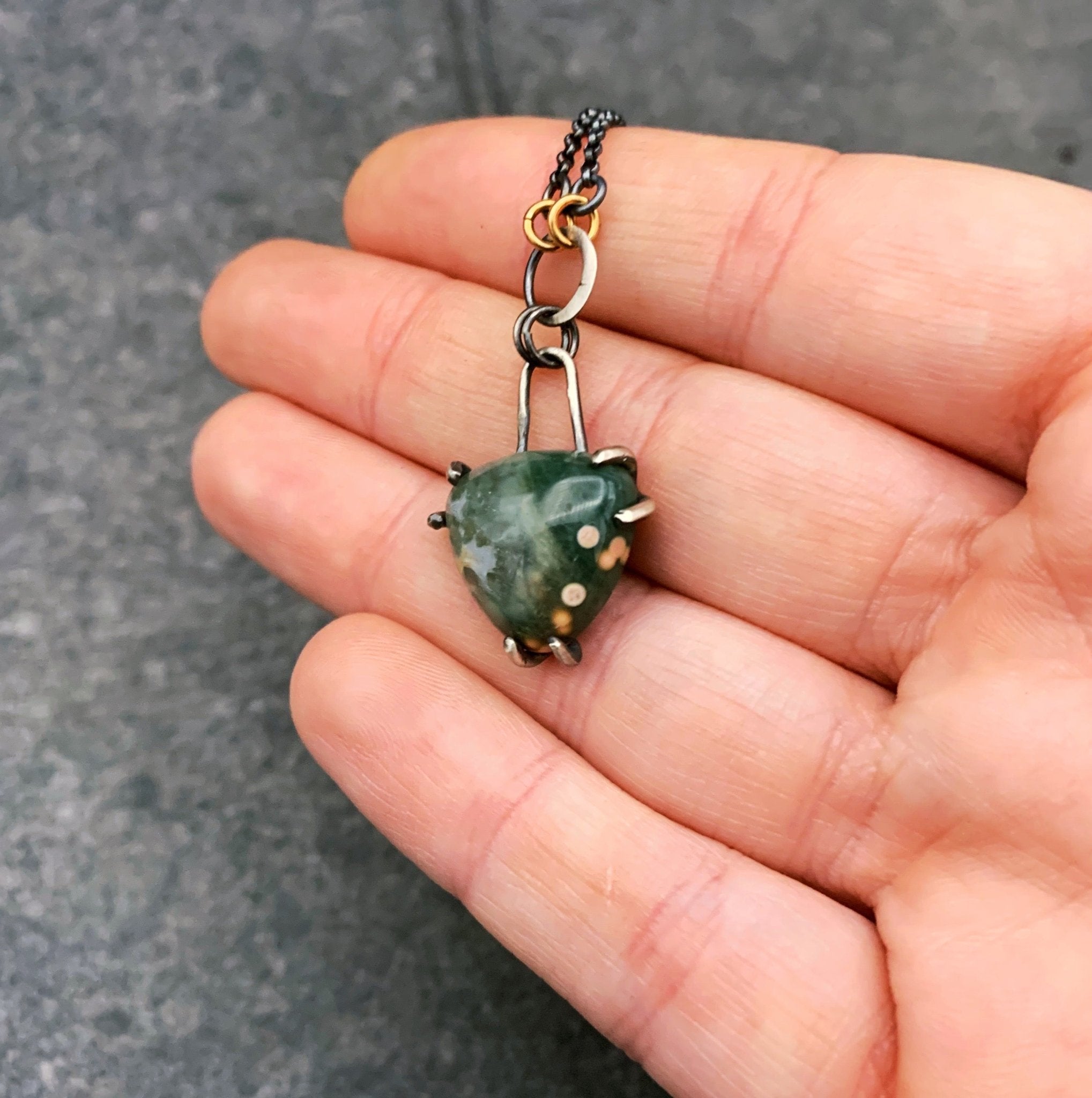 Moira Pendant: Ocean Jasper - Three Flames Silverworks