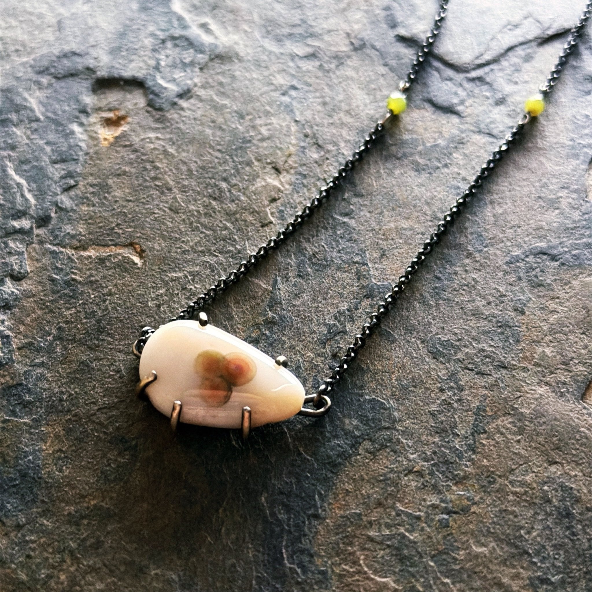 Moira Shield Necklace: Ocean Jasper - Three Flames Silverworks