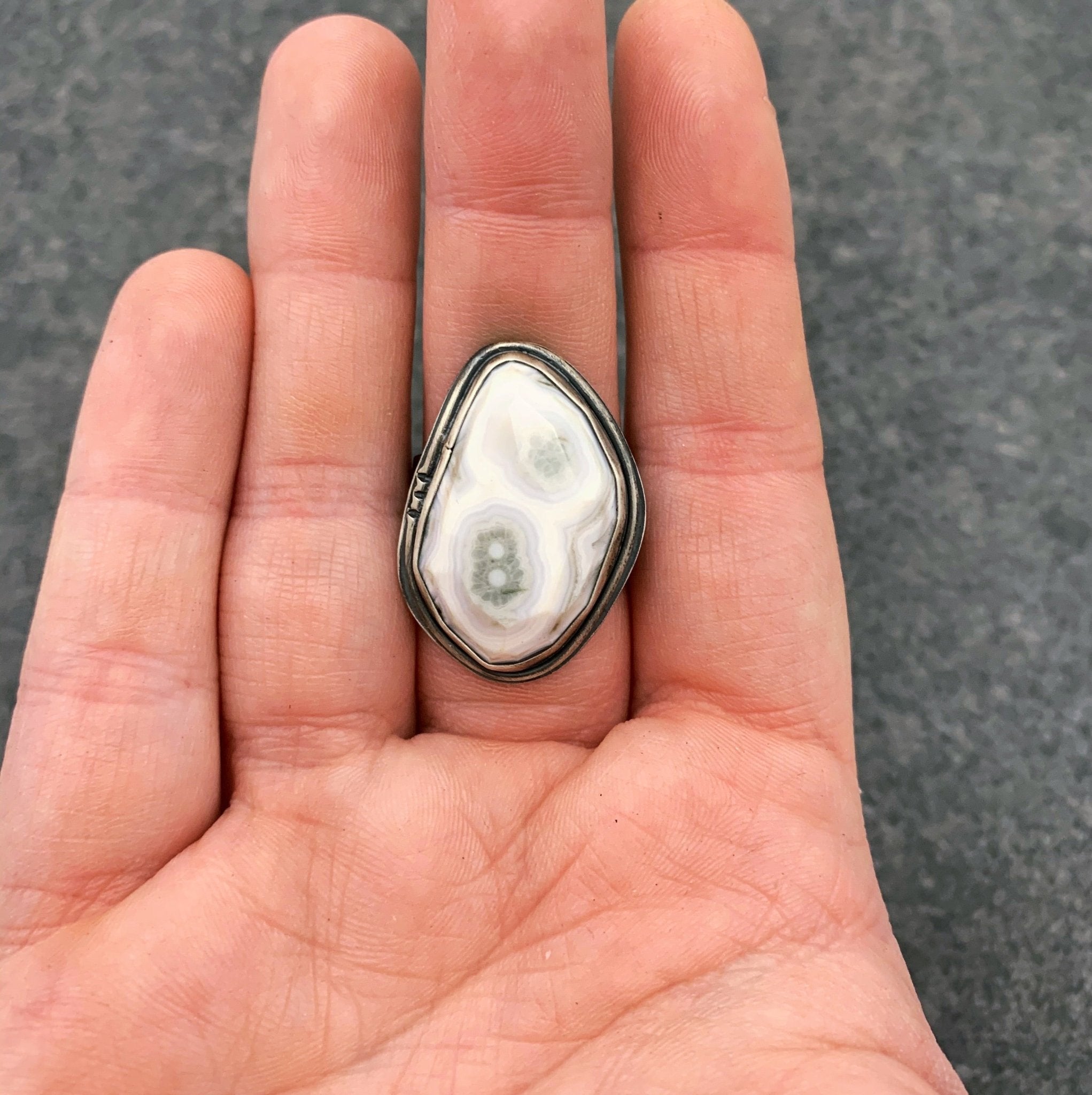 Ocean Jasper Ring - Three Flames Silverworks