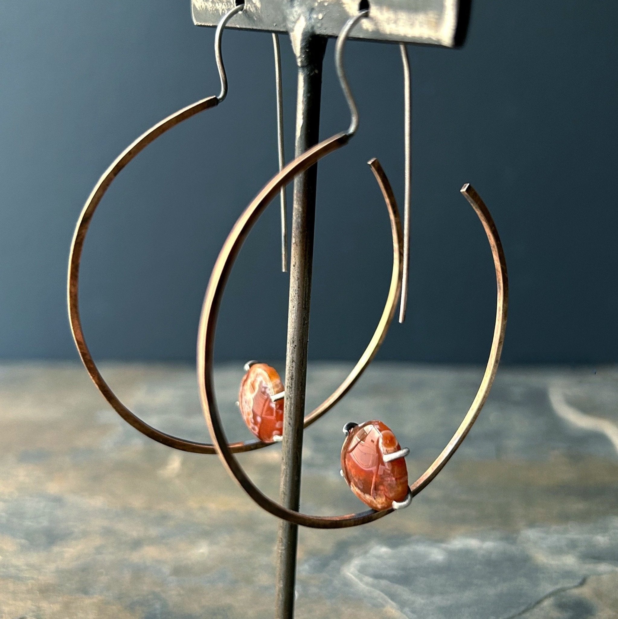 Seeress Hoop with Carnelian - Three Flames Silverworks